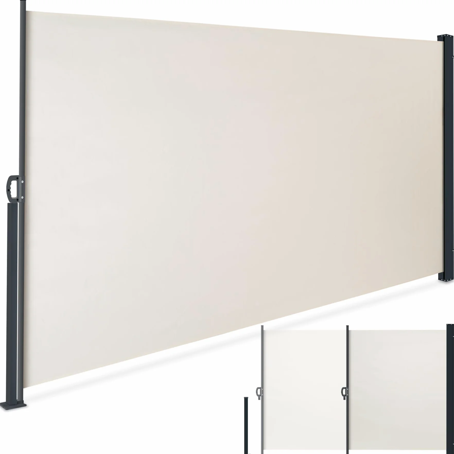 Tectake Tenda Laterale Avvolgibile Estensibile 300 x 200 cm Paravento Esterno Acciaio Beige