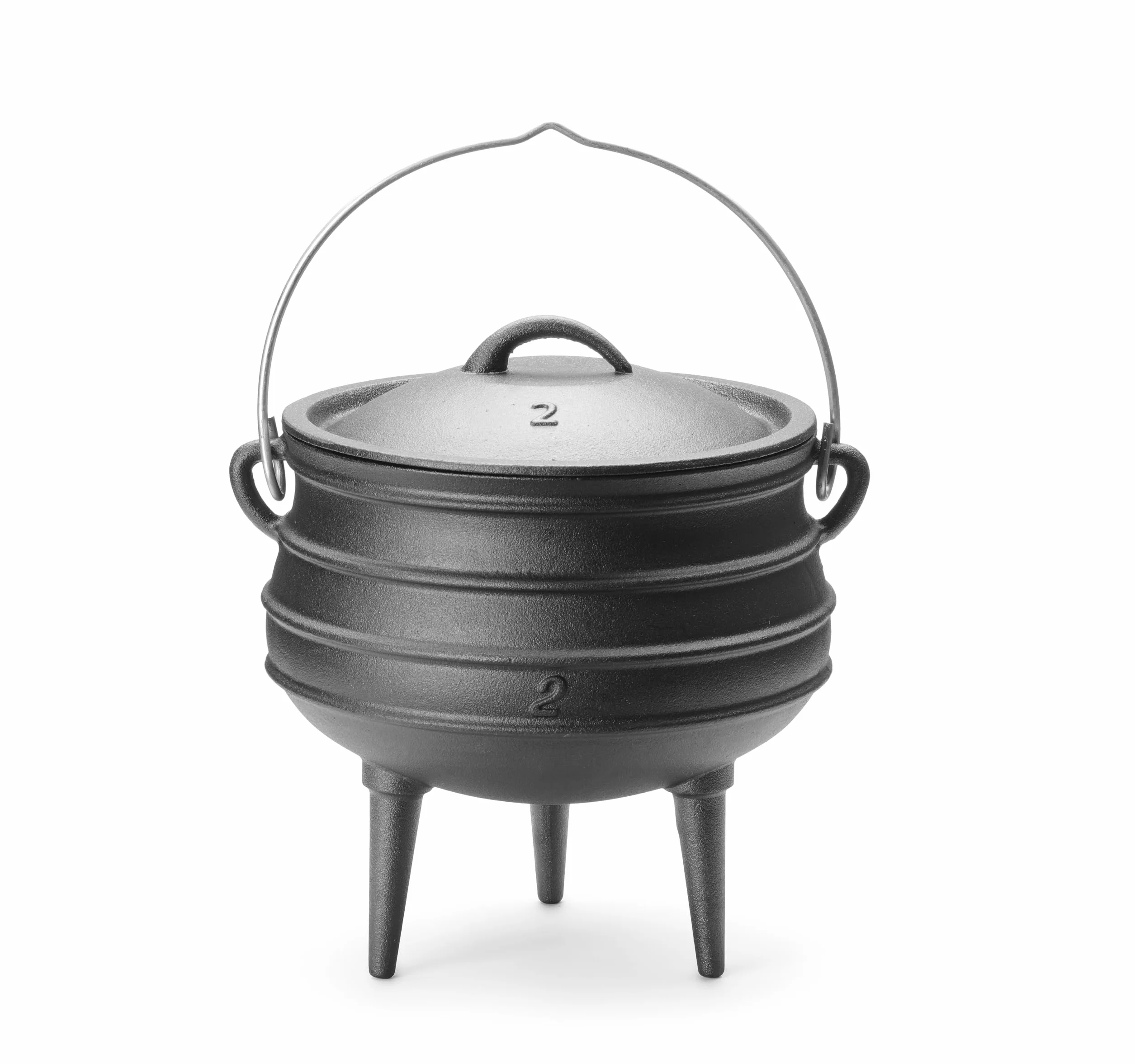 HENDI Pentola in ghisa a 3 gambe, tipo potjie sudafricano, con coperchio e manico ad arco, per fuoco aperto e forno, 6L, ⌀245x(H)280mm
