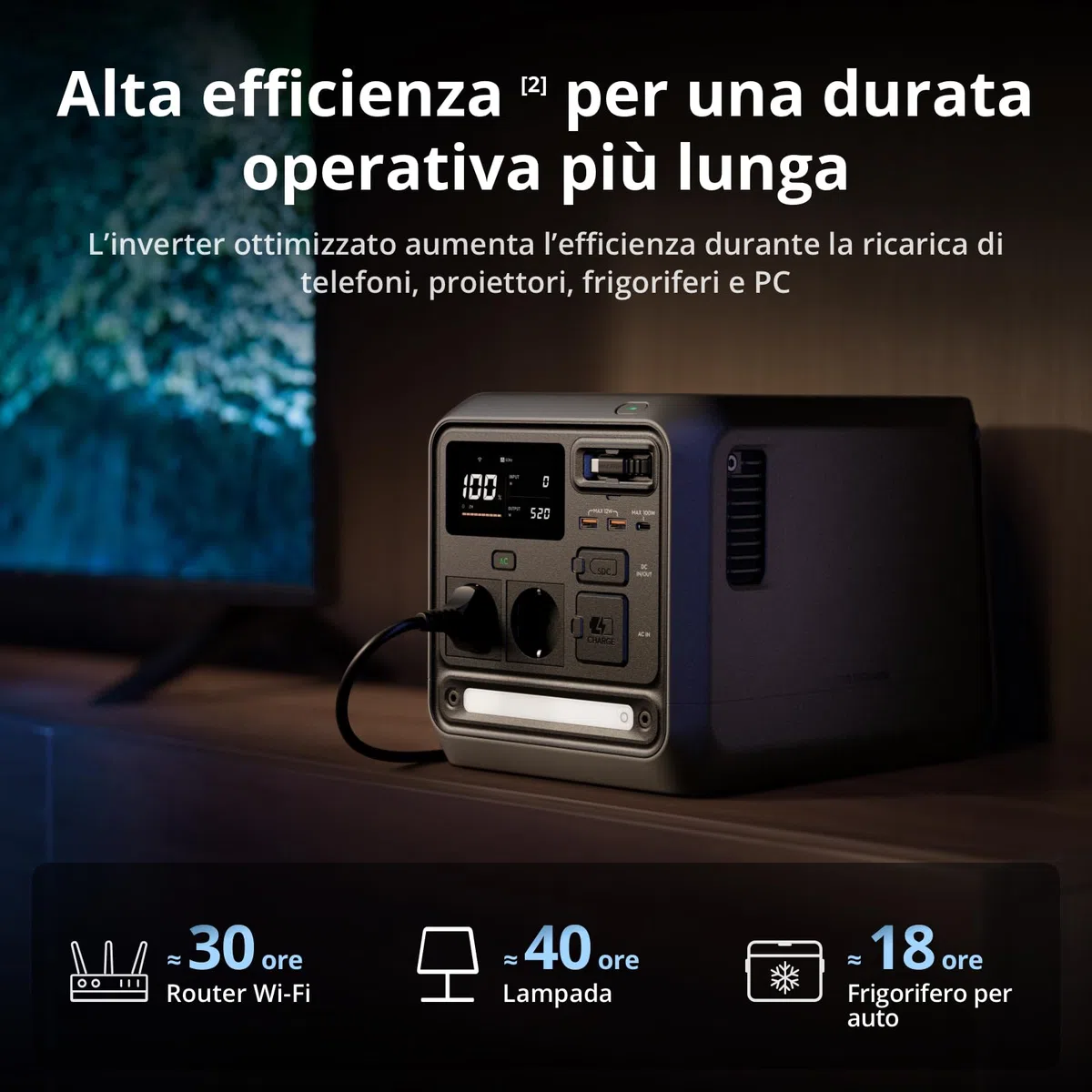 DJI Power 1000 Mini stazione di alimentazione portatile, batteria LFP 1008 Wh, dimensioni compatte, potenza max di 1000 W, ricarica da 0% a 80% in 58 minuti, generatore elettrico per casa e campeggio