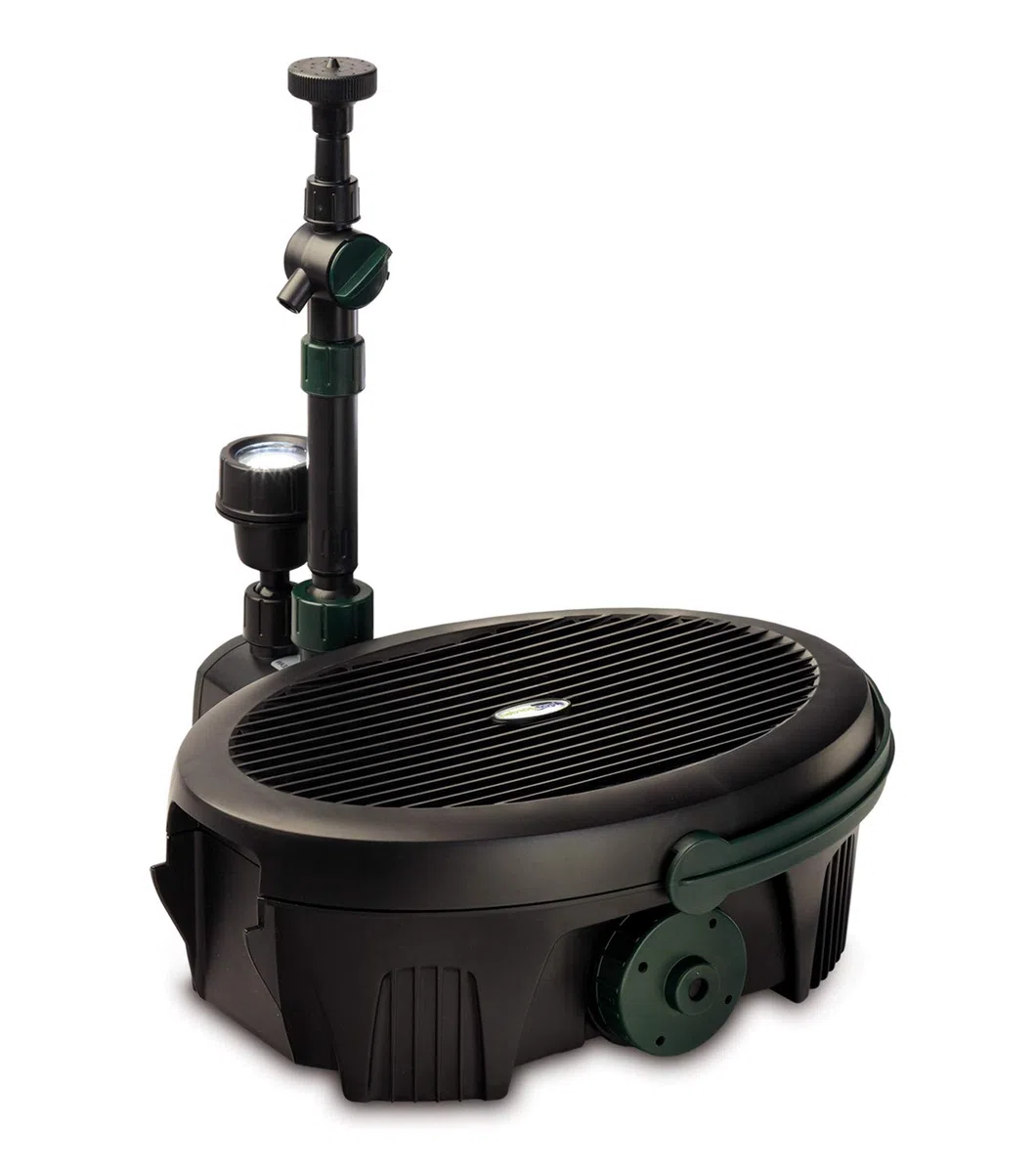 Aquagarden Inpond 3000, pompa per laghetto e acqua, filtro, chiarificatore UV, faretto LED e fontana, soluzione completa per un laghetto pulito, limpido e bello, per laghetti fino a 2000 litri, nero