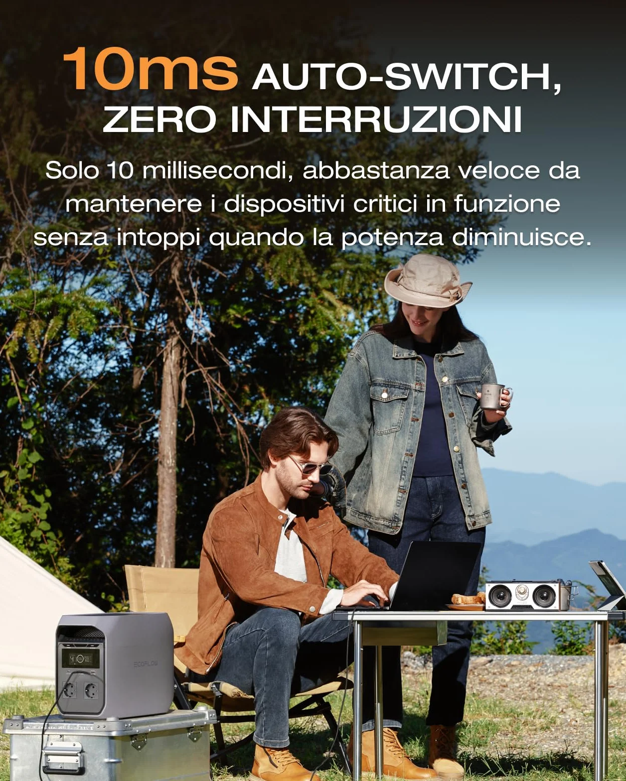 EF ECOFLOW DELTA 3 Classic Power Station Portatile, batteria LiFePO4 da 1024Wh, uscita CA da 1800W (3600W di picco), USB-C da 100W, ricarica rapida di 1 ora, generatore per campeggio, backup domestico