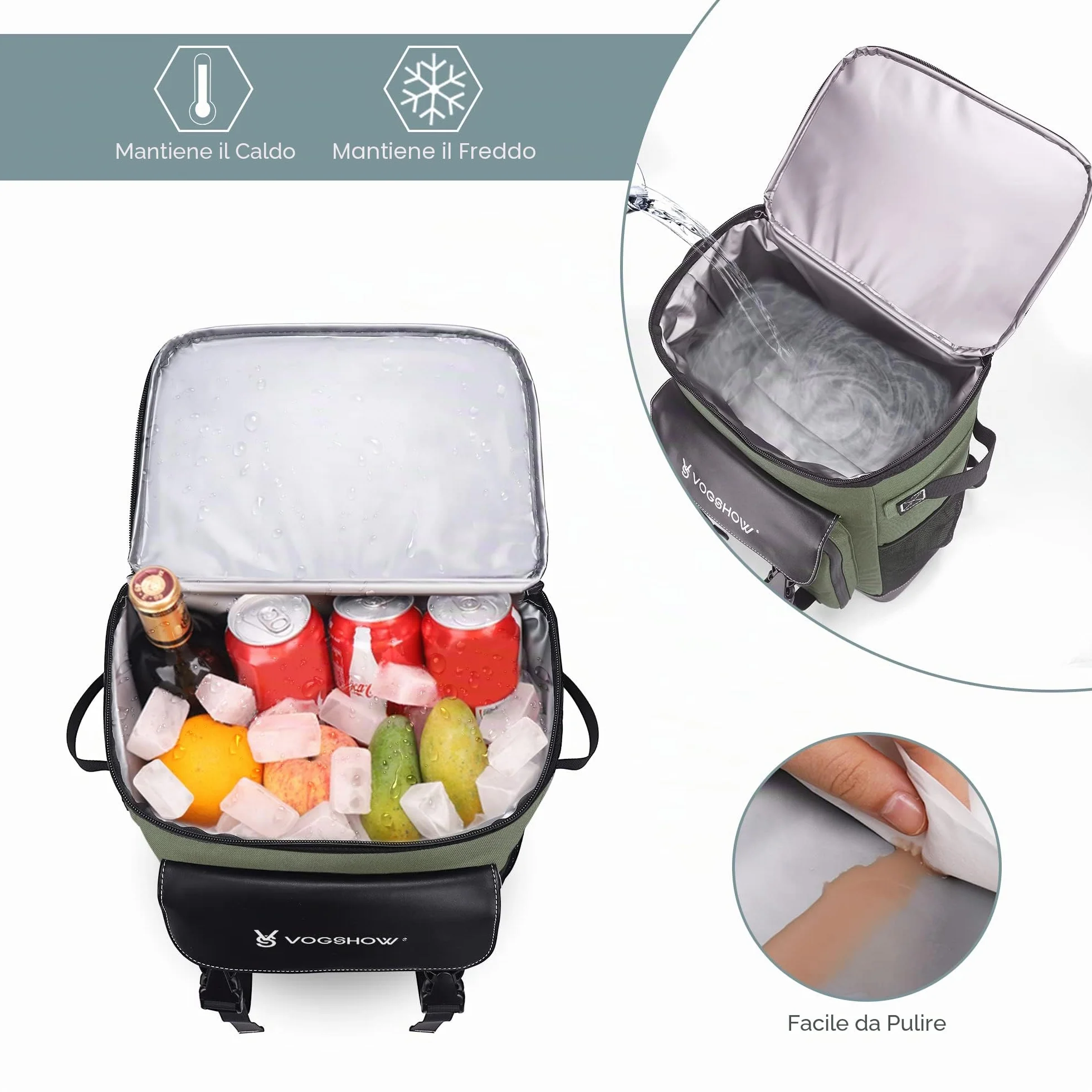 Vogshow Borsa Termica Grande Zaino Frigo 30 Litri Impermeabile per Campeggio