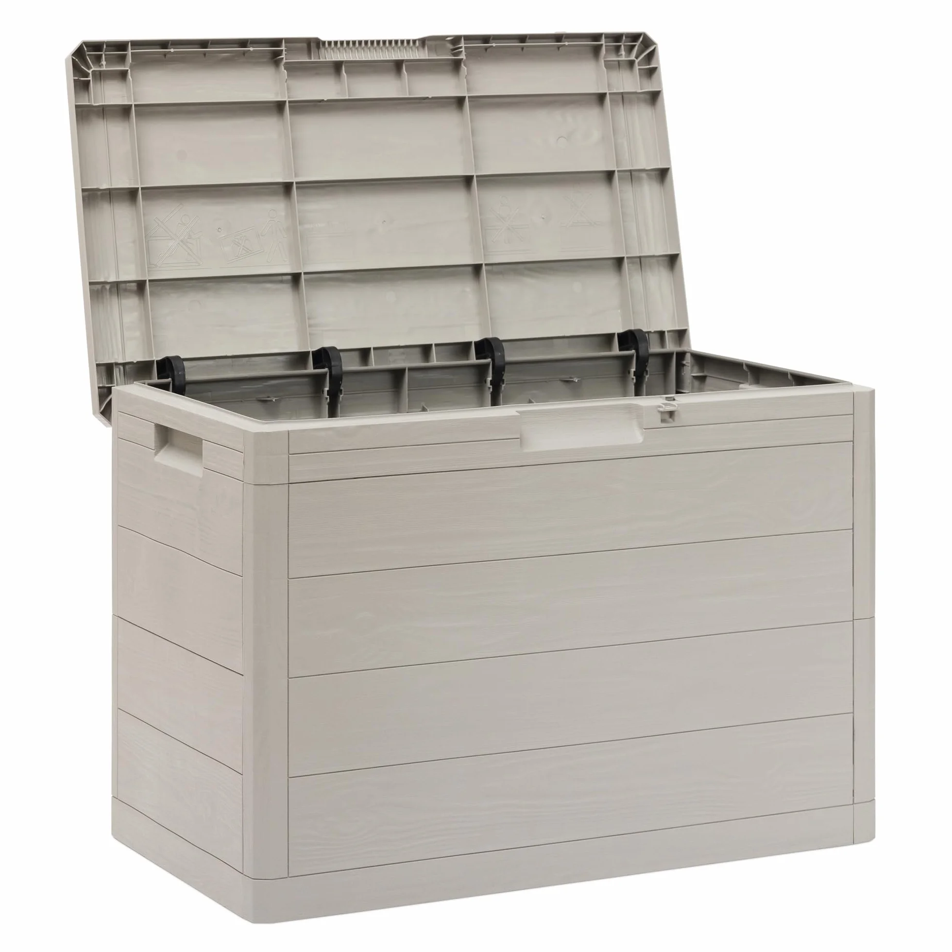Toomax Multibox Woody's 160L portattrezzi 77,5x44,5x52,7h effetto legno grigio tortora plastica resistente UV foro lucchetto esterni