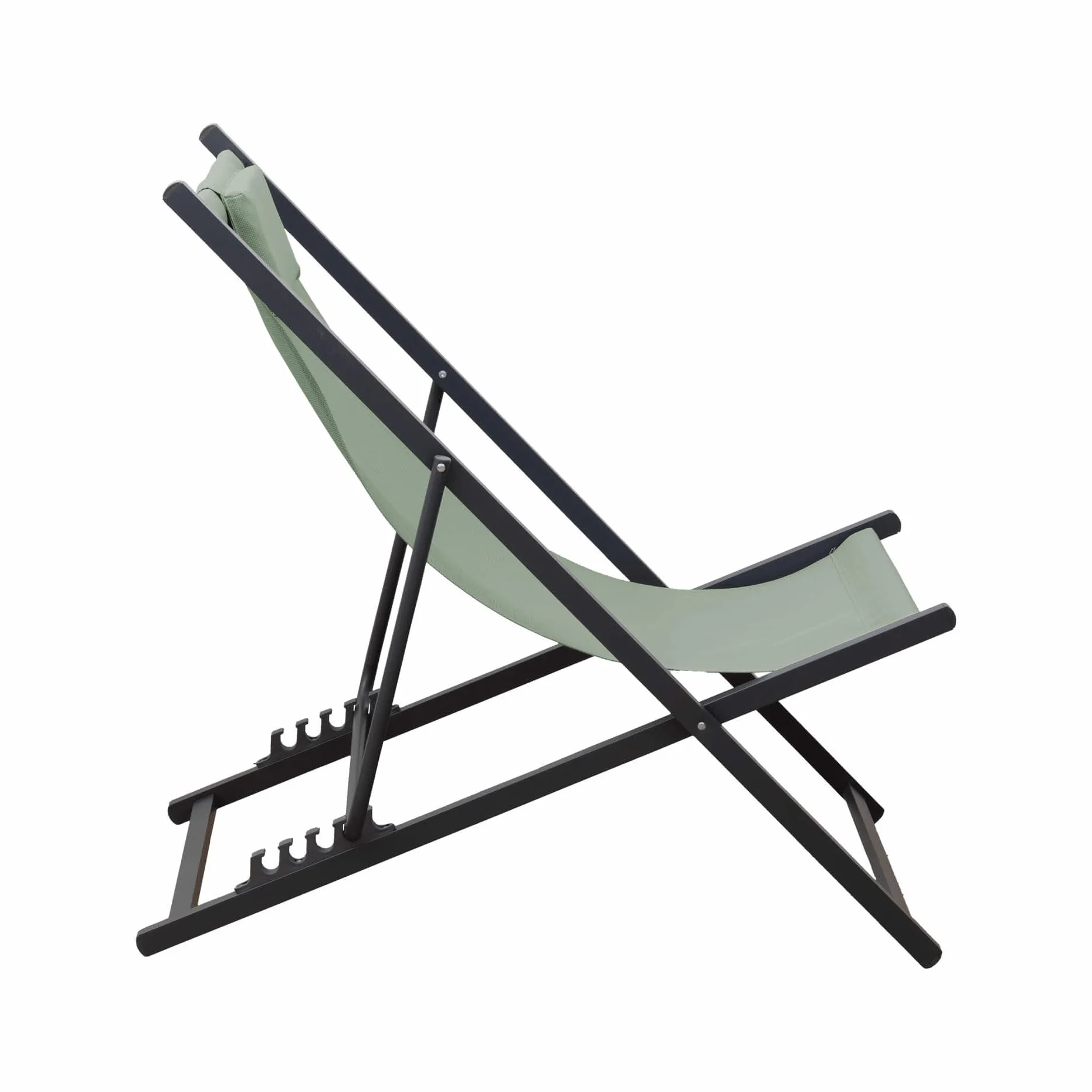 Rebecca Mobili Sdraio da Campeggio, Sedia a Sdraio Pieghevole, Verde Grigio Scuro, Alluminio Poliestere, Schienale Reclinabile, Salvaspazio - Misure HxLxP: 93 x 58 x 92 cm - Art. RE7145