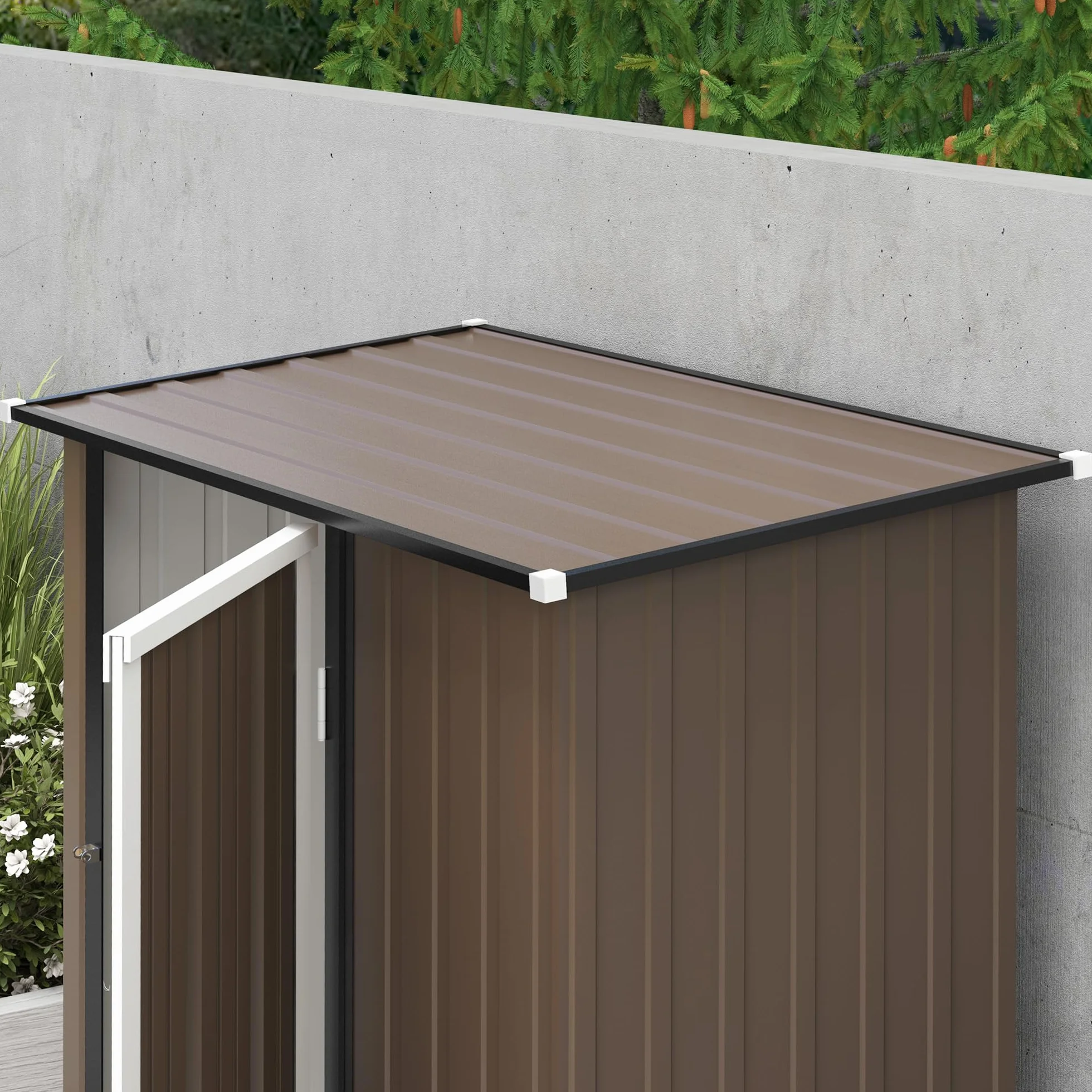 Outsunny Casetta da Giardino Porta Utensili in Lamiera di Acciaio 142x84x189cm Marrone