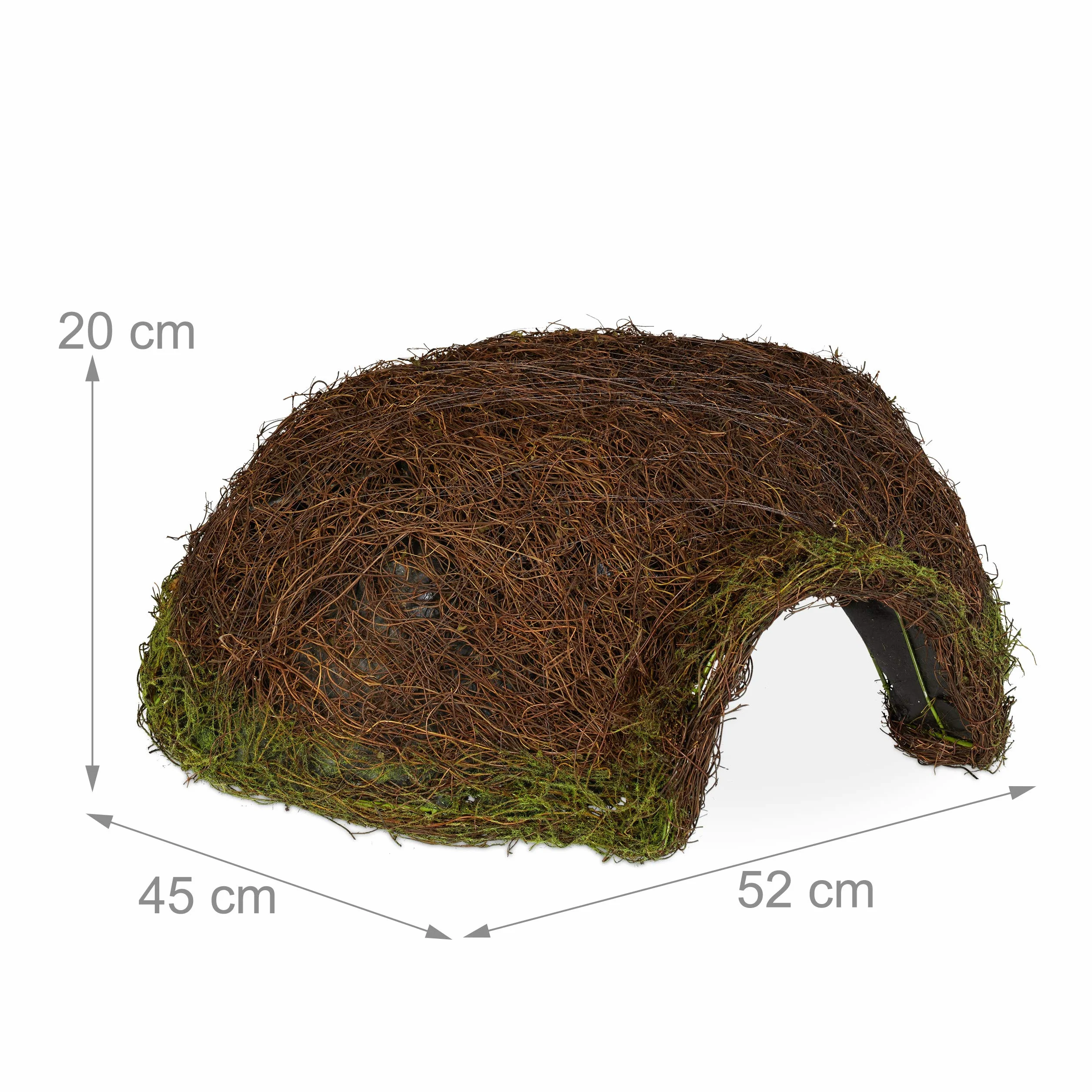 Relaxdays Casetta per Ricci a Iglù, per Giardino, Rifugio Invernale Resistente alle Intemperie, Rattan,20x52x45,naturale
