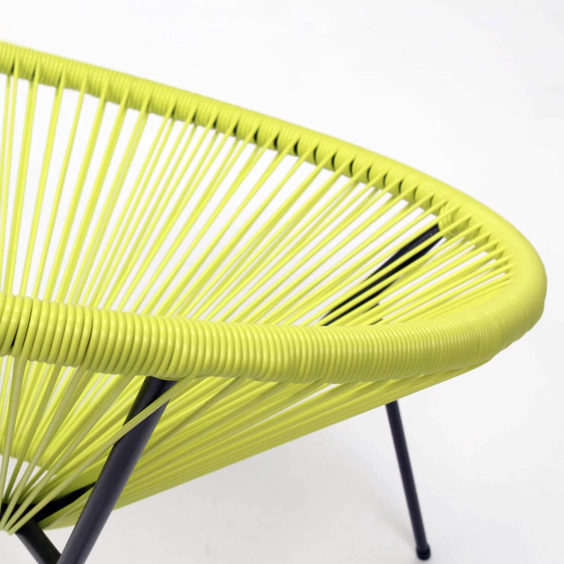 Rebecca Mobili Poltrona da Giardino, Sedia con Seduta Ovale, Giallo Nero, Acciaio PE, Design Rétro, Effetto Rattan, per Esterno Interno - Misure HxLxP: 80 x 70 x 76 cm - Art. RE7159