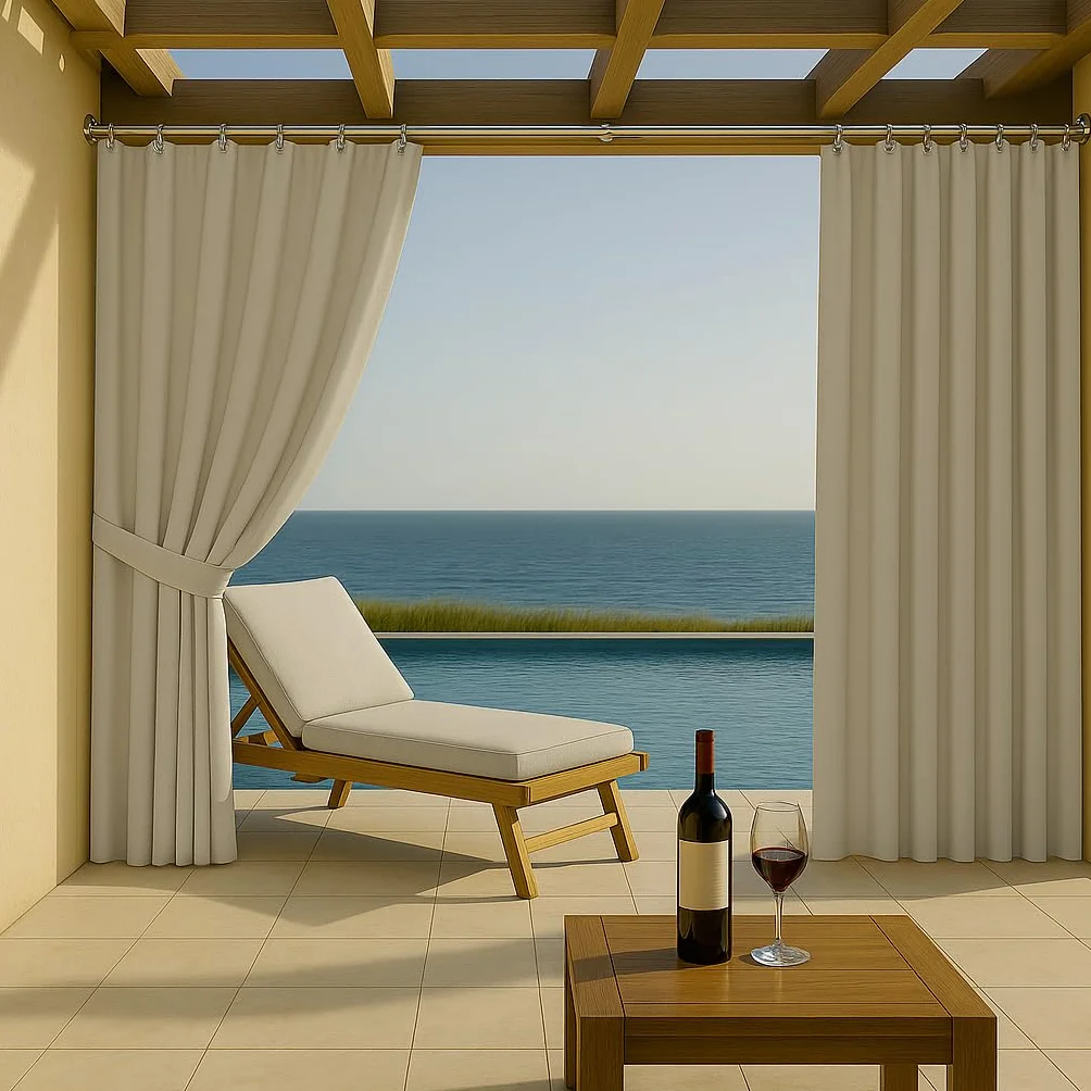 Byour3 -Tende Impermeabili per Esterno con Anelli in Metallo A Caduta Antimuffa - Tende Laterali Gazebo Oscuranti Tenda Parasole per Terrazzo Balcone Tela Solare Frangivista (Naturale, L.150x290H)