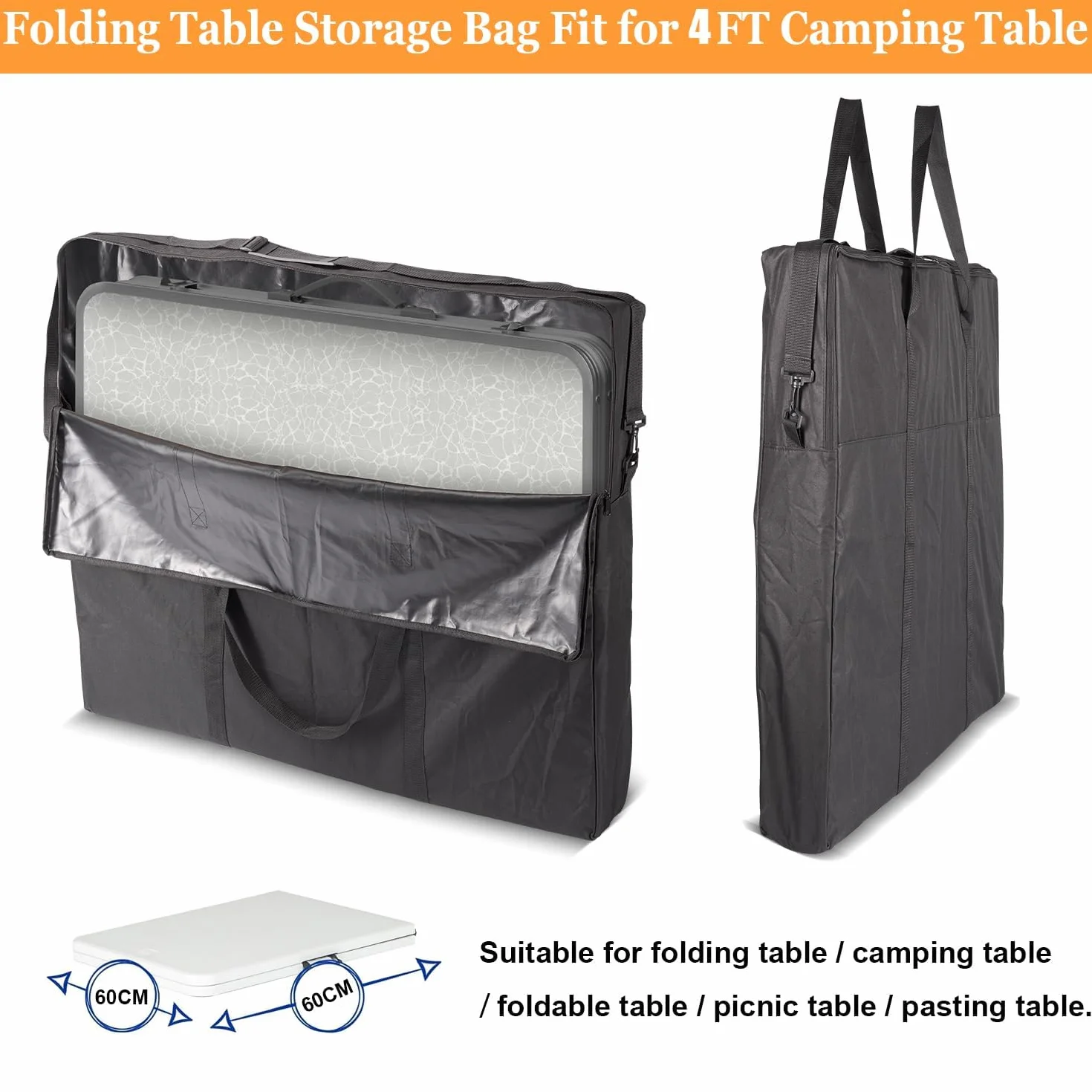 Borsa portaoggetti pieghevole impermeabile per tavolo da campeggio 1,2 m con tracolla