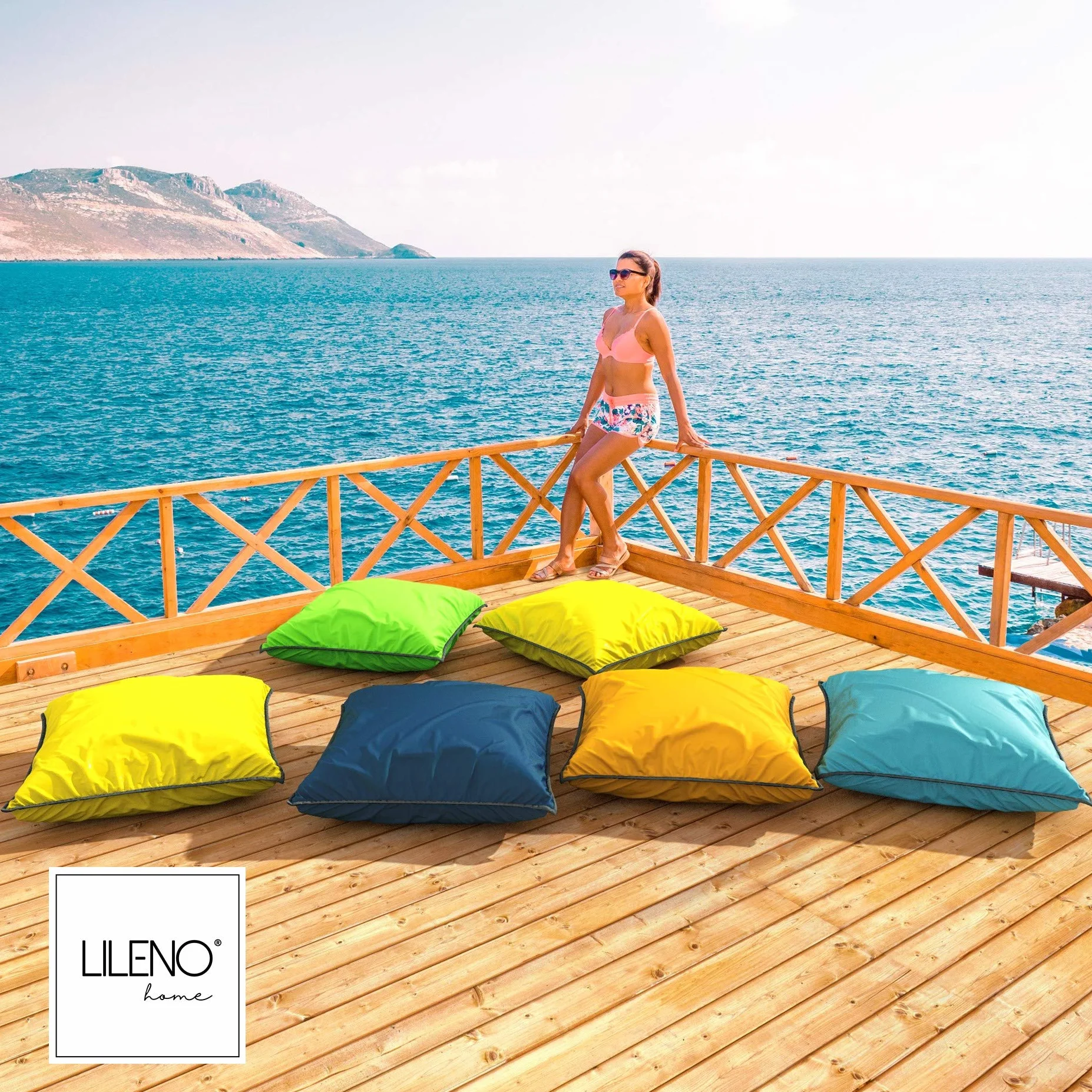 LILENO HOME Cuscino 60 x 60 cm [set da 2] – Federa impermeabile per cuscino da giardino o cuscino decorativo, per interni ed esterni
