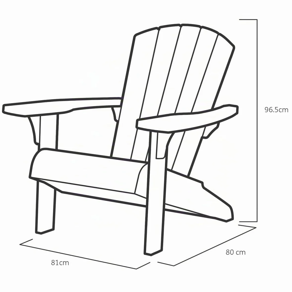 Keter Alpine Adirondack Sedia da Esterno, Dotata di Portabicchiere, Ideale per Giardino e Terrazzo, 80x93x93H xm, Grigia