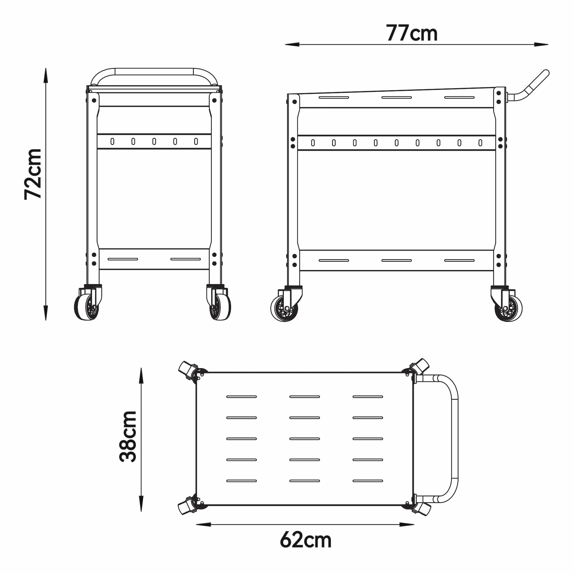Casa.pro Carrello Portavivande da Giardino in Acciaio con 2 Ripiani 72x77x38 cm Champagne