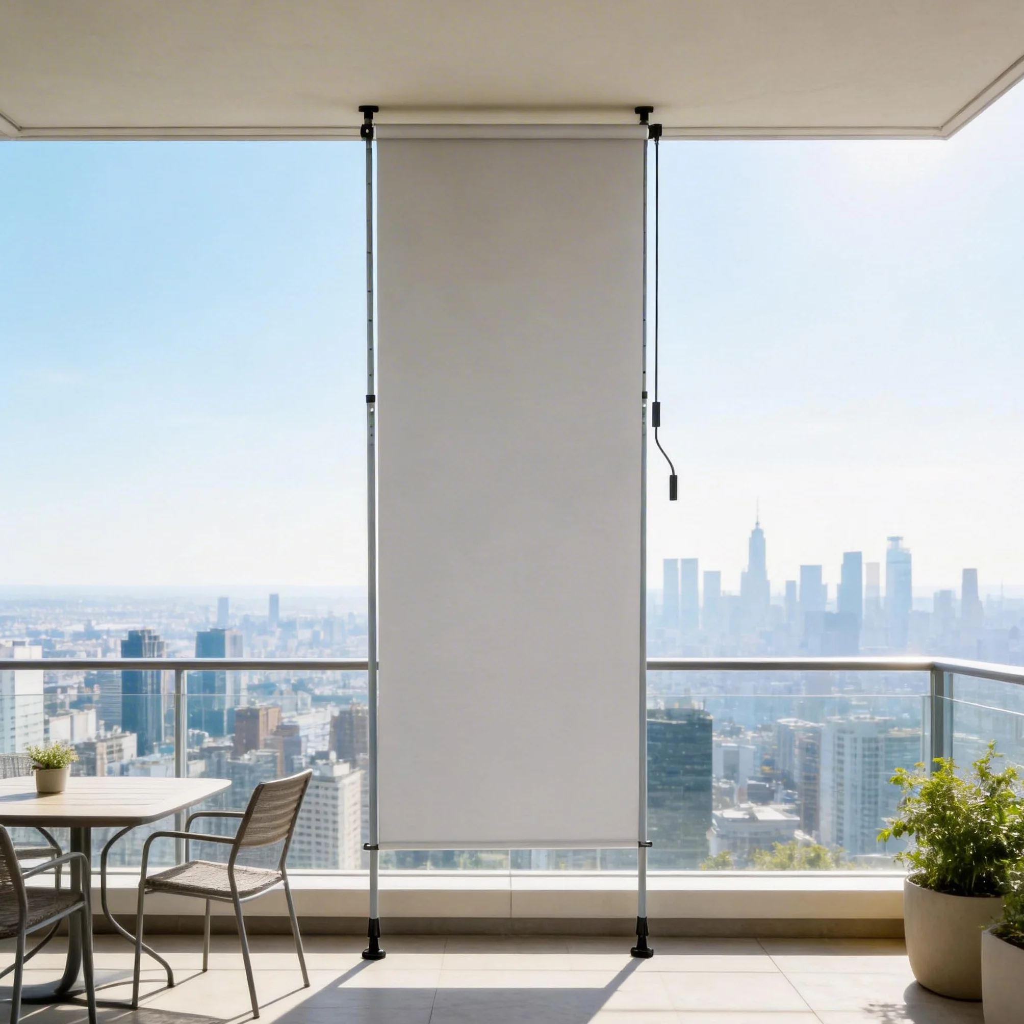 Tenda da sole verticale con manovella senza foratura 100 x 310 cm impermeabile allungabile oscurante grigio chiaro