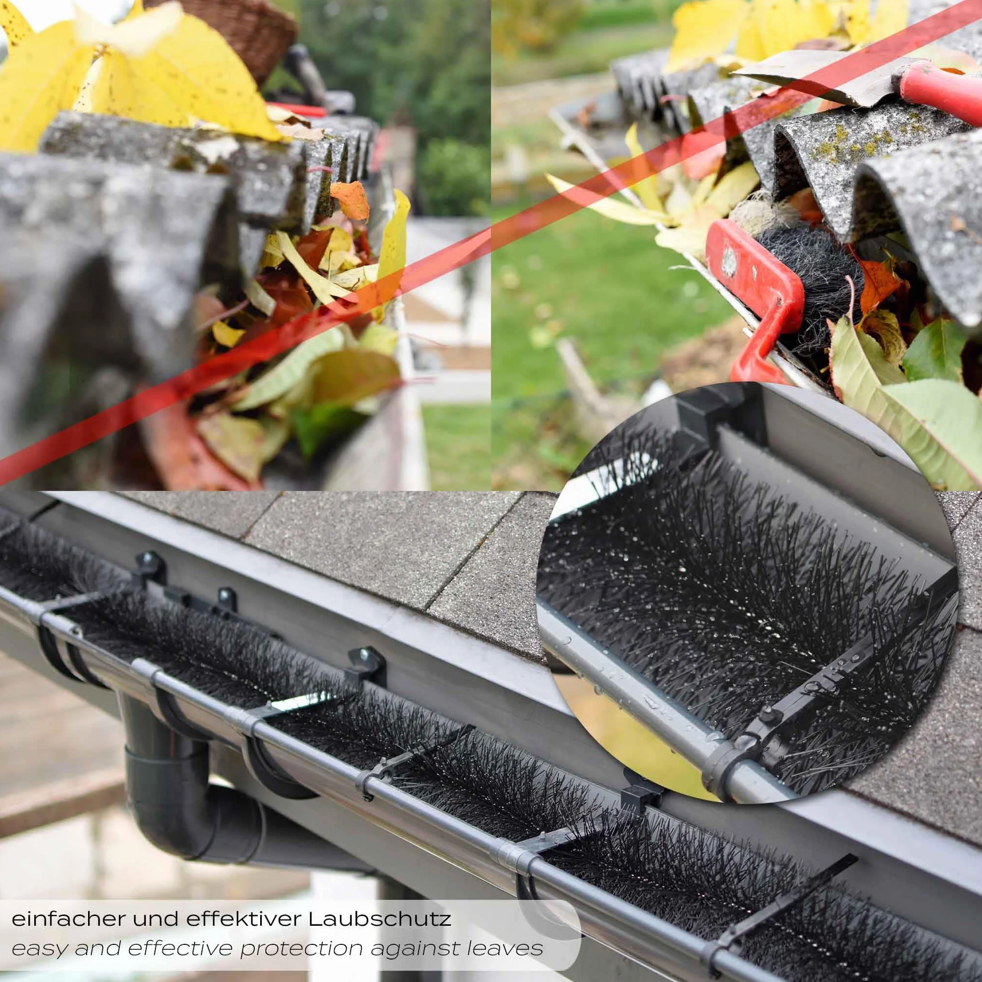 Wiltec Spazzola per grondaie e Barriera anti piccioni 10 scovoli 12 m Ø 19 cm per pannelli fotovoltaici