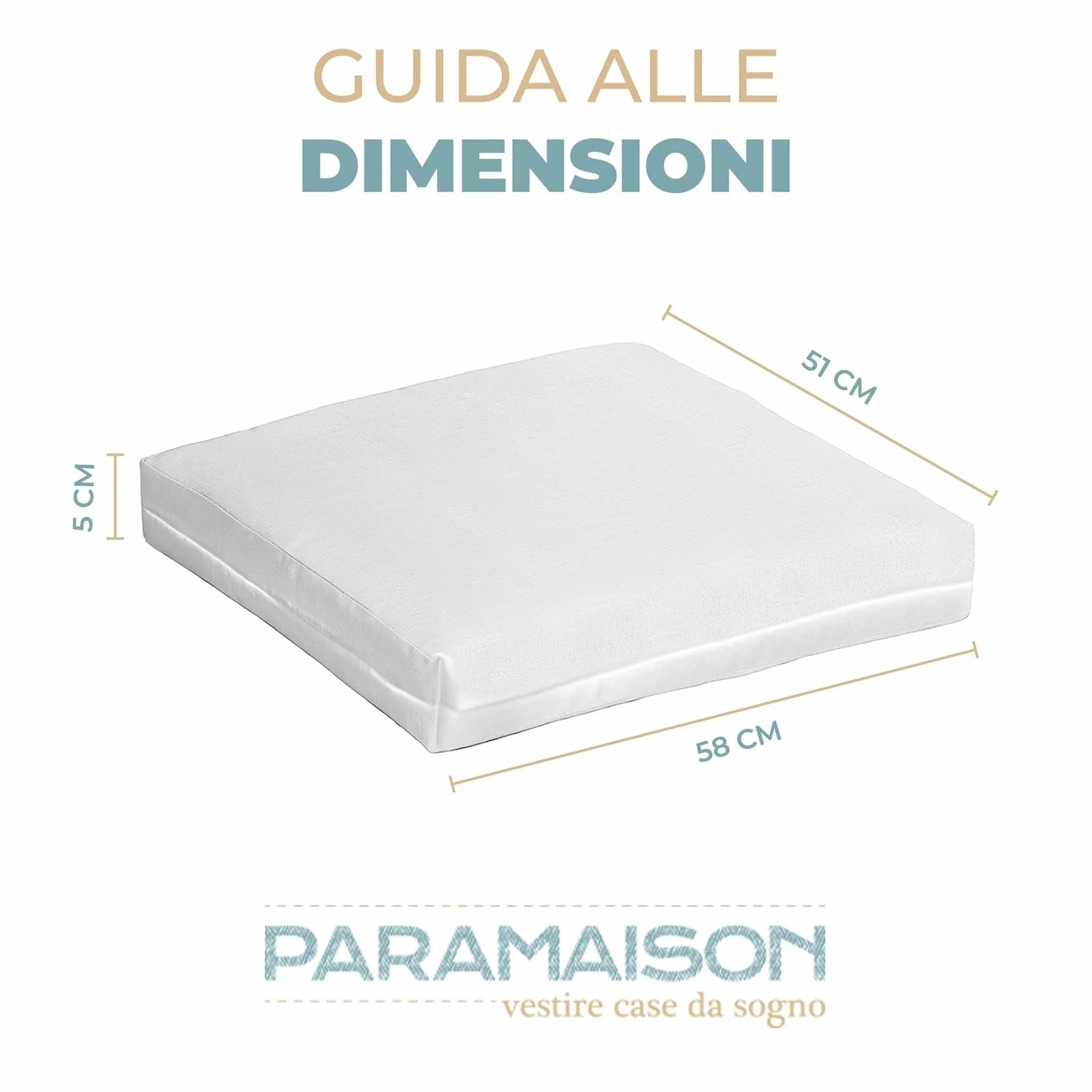 PARAMAISON Set di 4 Cuscini da Esterno per Salottino in Rattan, Sfoderabile Imbottito | 58x51x5cm Beige