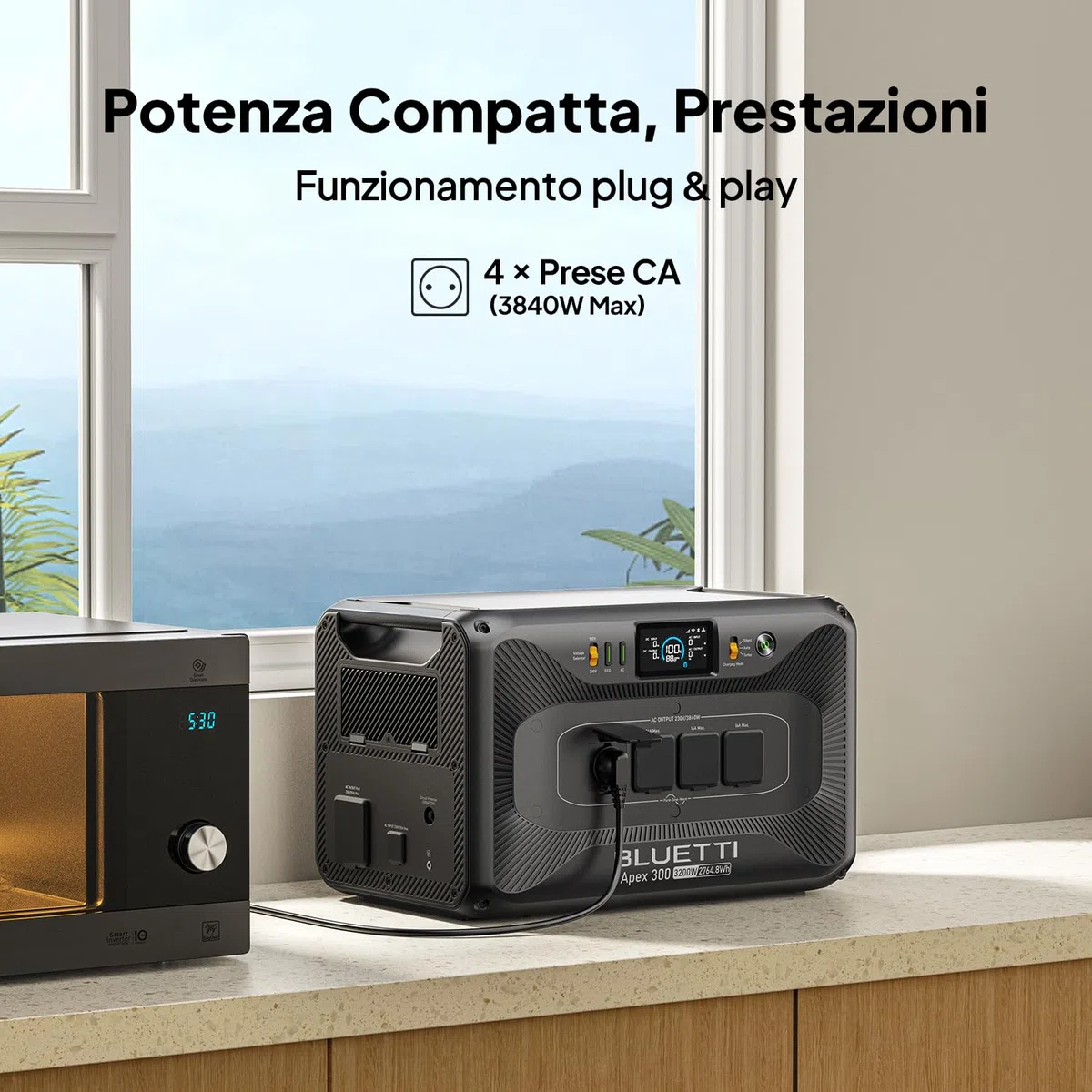 BLUETTI Apex 300 Generatore Solare, 2764,8Wh Batteria LFP di Backup con 4 Uscite CA da 3840W (7680W Picco), Black Start, Energia Modulare per Casa, Camper ed Emergenze