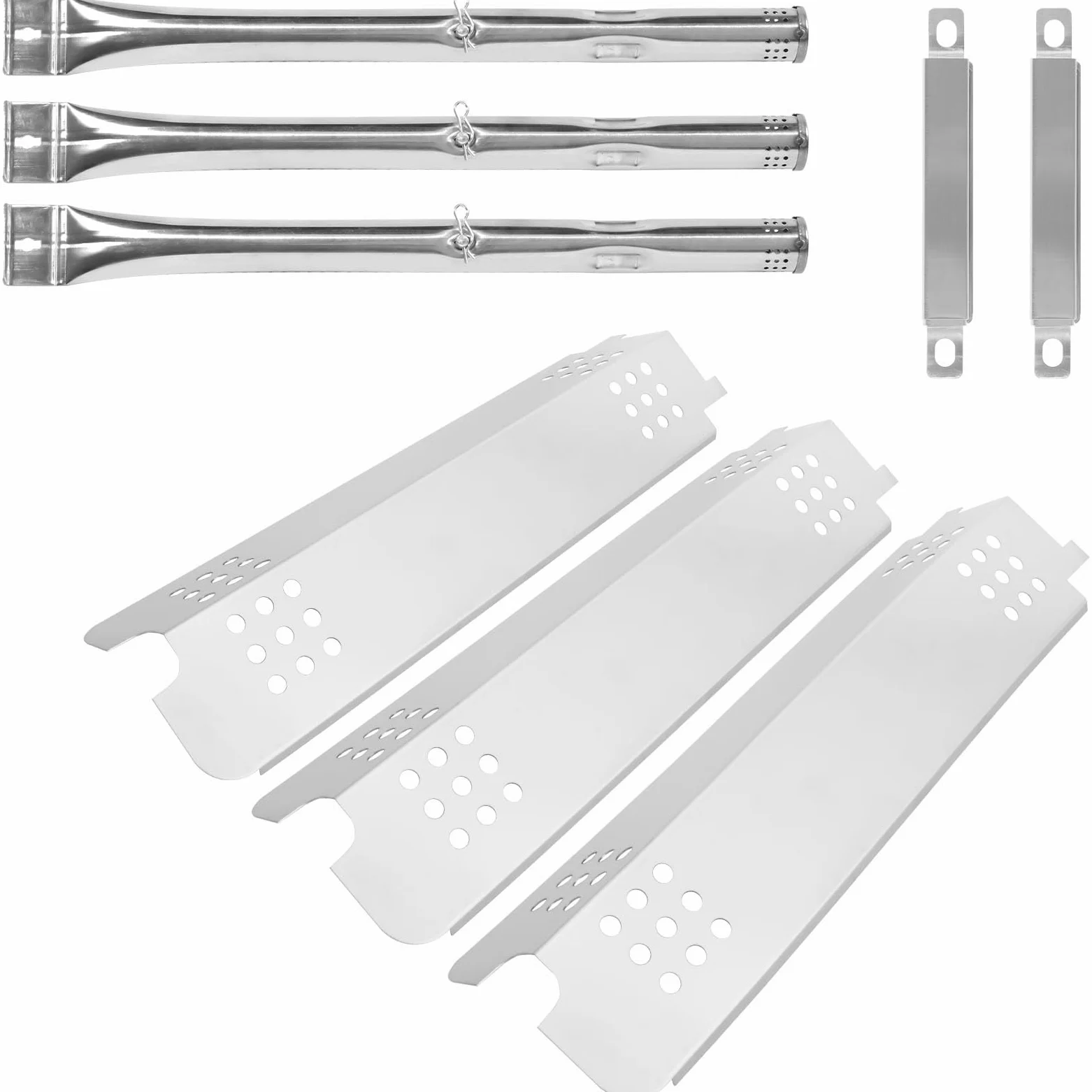 WELL GRILL Parti di ricambio per griglie ibride CharBroil a 3 bruciatori Gas2Coal, piastre riscaldanti, barre aromatizzanti e bruciatori per barbecue e kit di accessori per tubi crossover, in acciaio