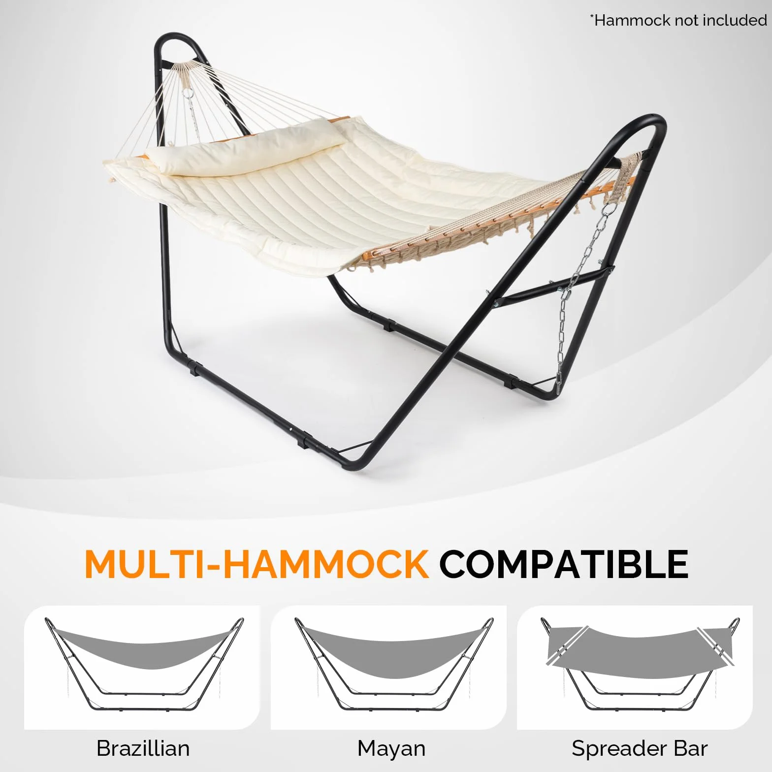 LEADZM Supporto universale per amaca in acciaio, fino a 250 kg, adatto per amaca da 2 a 3 m, resistente alle intemperie, robusto e sicuro, adatto per giardini, balconi e piscine