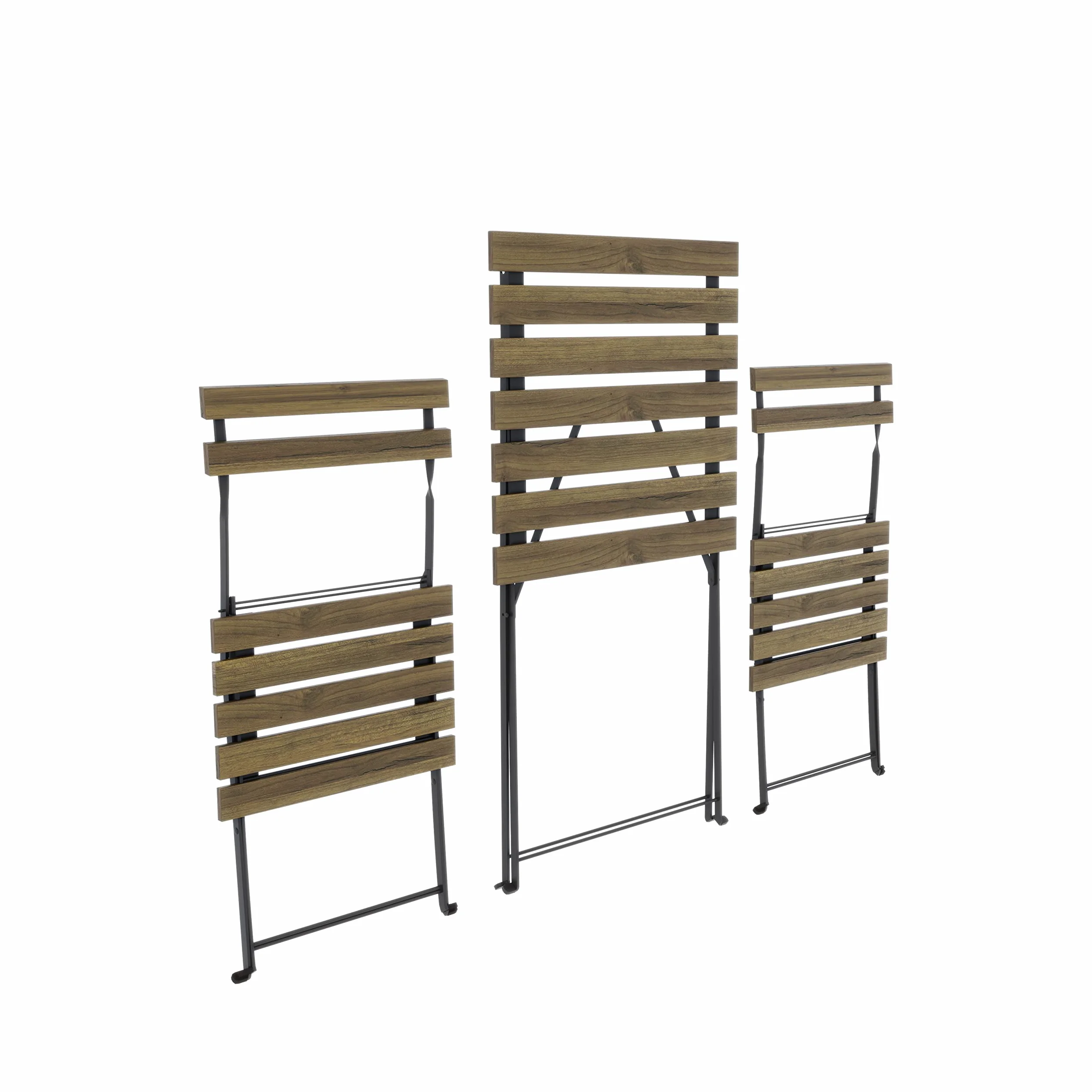 Bistrot Set 2 Krzesła Stolik Składany Legno Acacia Metal Ogród Taras Bistro