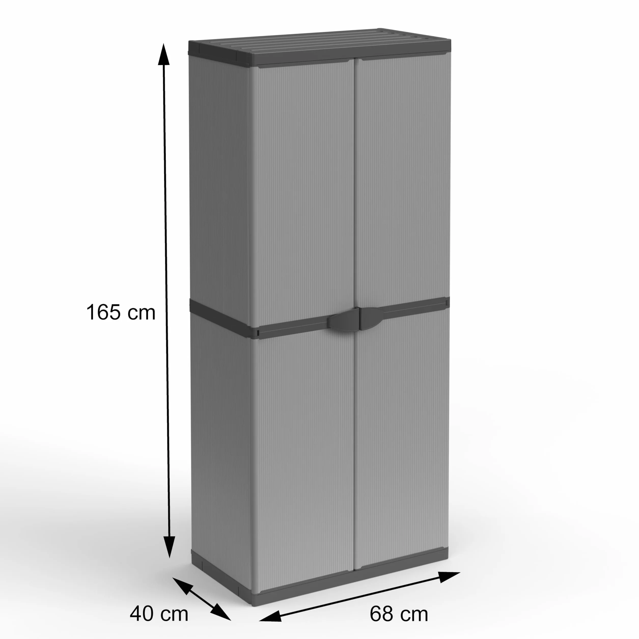 Mongardi: Armadio Porta-Scope in resina di PVC e PP, 2 Ante, Facile da Montare, Modular System, Resistente, Adatto ad ambienti Interni ed Esterni, 68L x 40P x 165H cm, Grigio e Nero