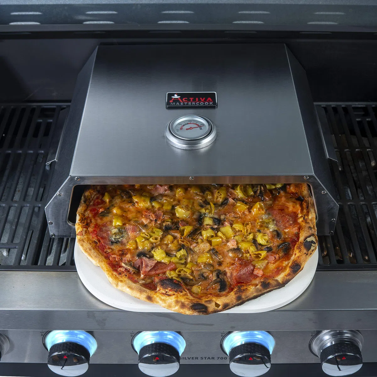 Forno per pizza ACTIVA con pietra refrattaria e indicatore temperatura per barbecue