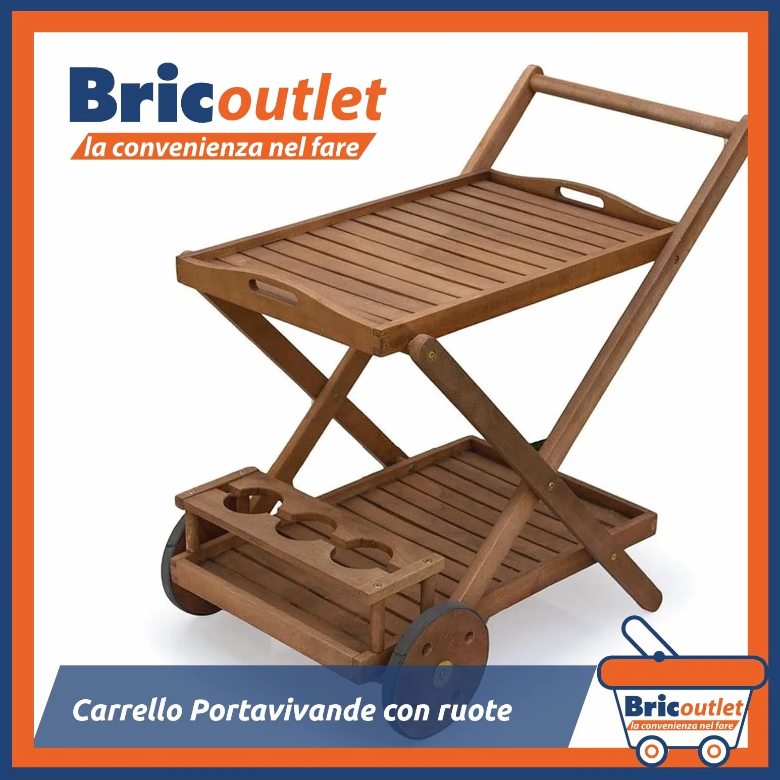 Carrello Portavivande con Ruote e Vassorio, Marrone, 69x52x75 cm