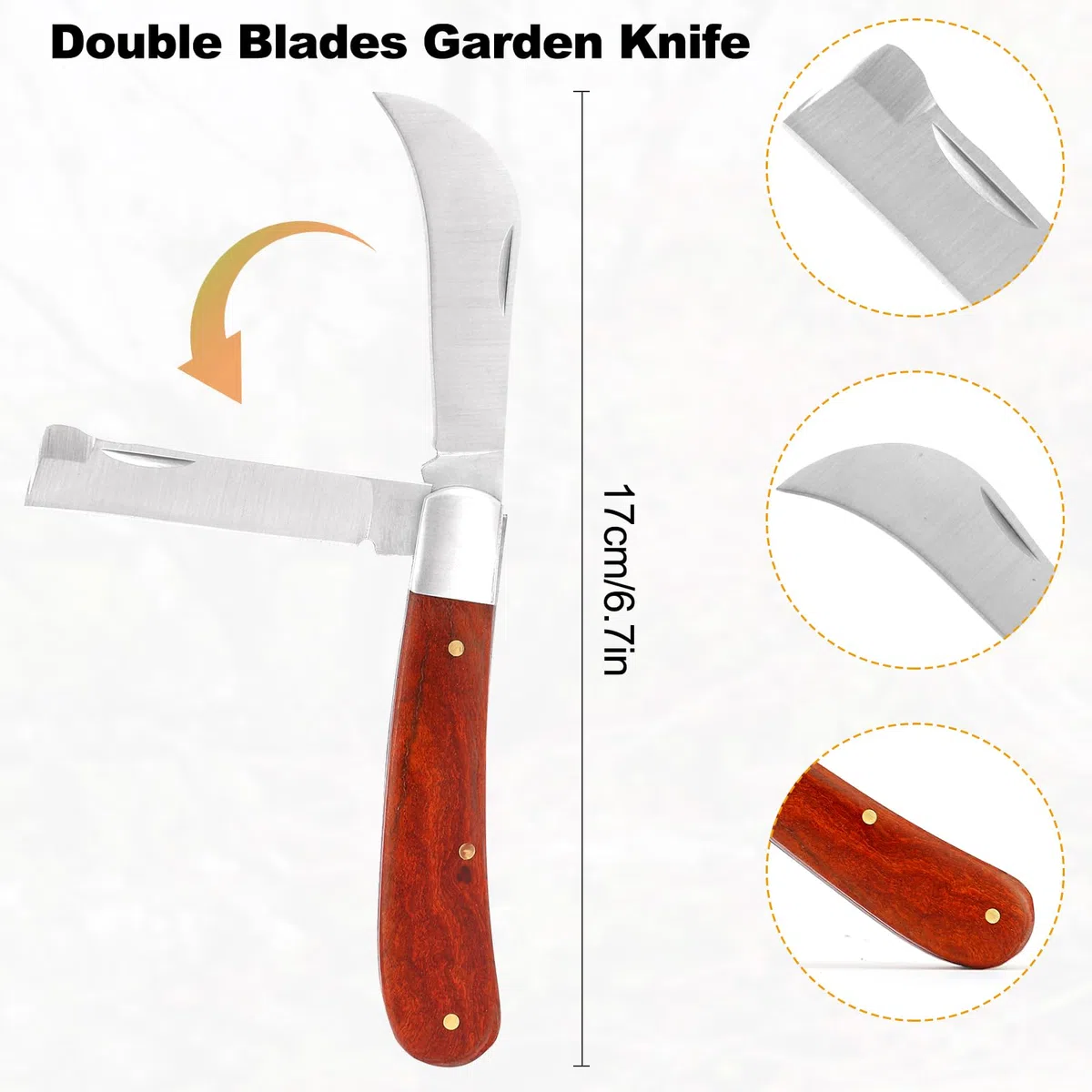 4 Pezzi Coltello da Innesto,Kit di Utensili per Innesto con Nastro Pellicola Innesti Guanti da Giardinaggio,Coltello da Potatura Alberi da Frutto per Piante di Fiori e Rami Germogliare