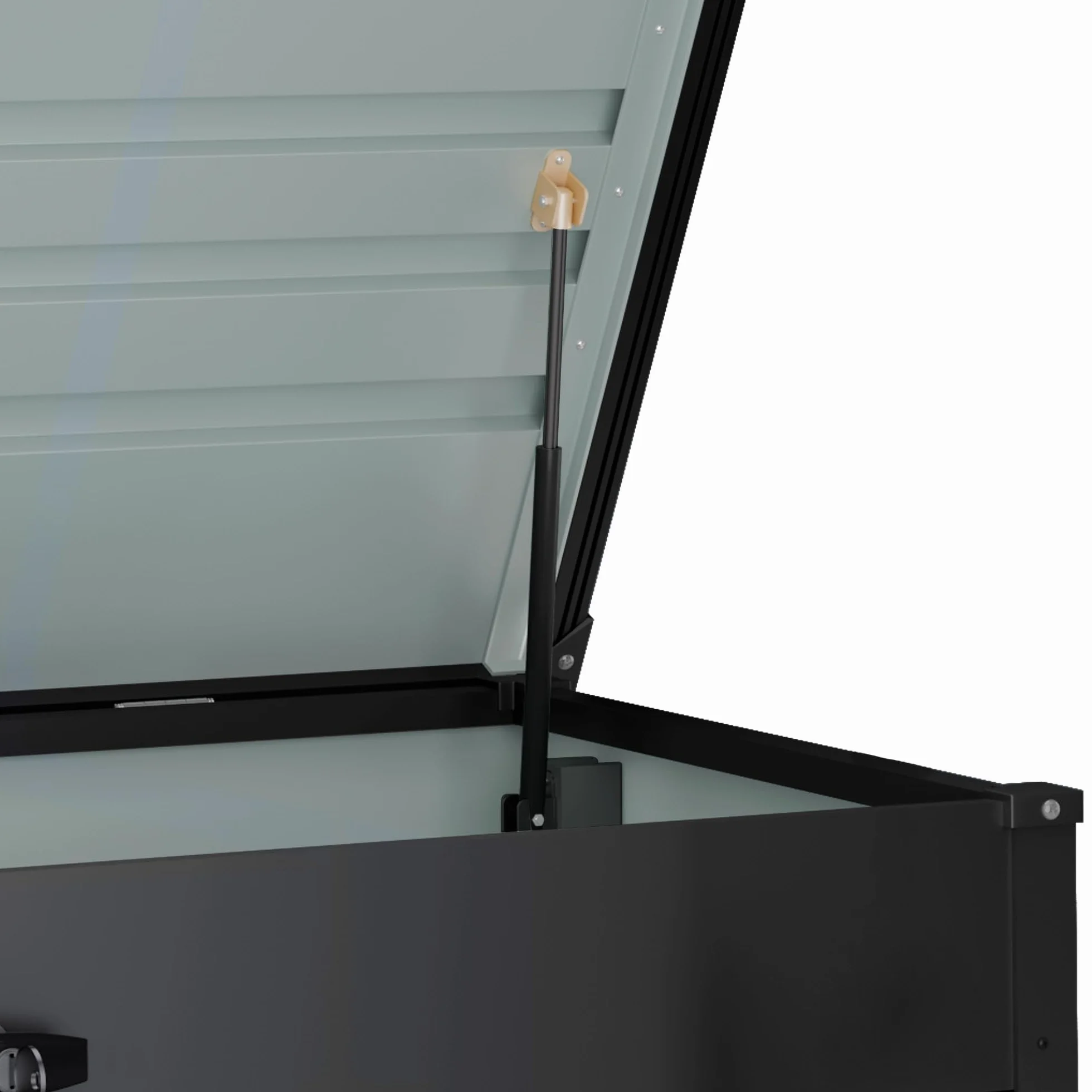Hoggar Box da giardino in metallo, XXL, 716 litri, spessore 0,40 mm, resistente alle intemperie, per esterni, chiave inclusa, coperchio pieghevole, fondo incluso, cassapanca da giardino, impermeabile,