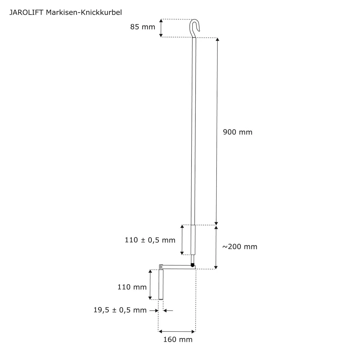 Jarolift Asta di manovra con Maniglia snodata per Tende da Sole 130 cm Bianca