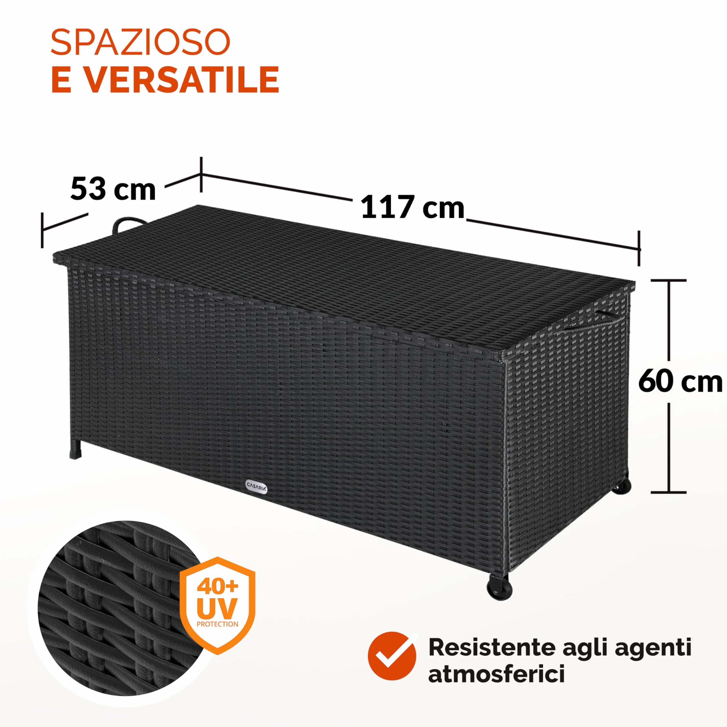 Casaria Baule da Esterno XXL 117x53x60cm 270L Impermeabile Resistente Contenitore Giardino