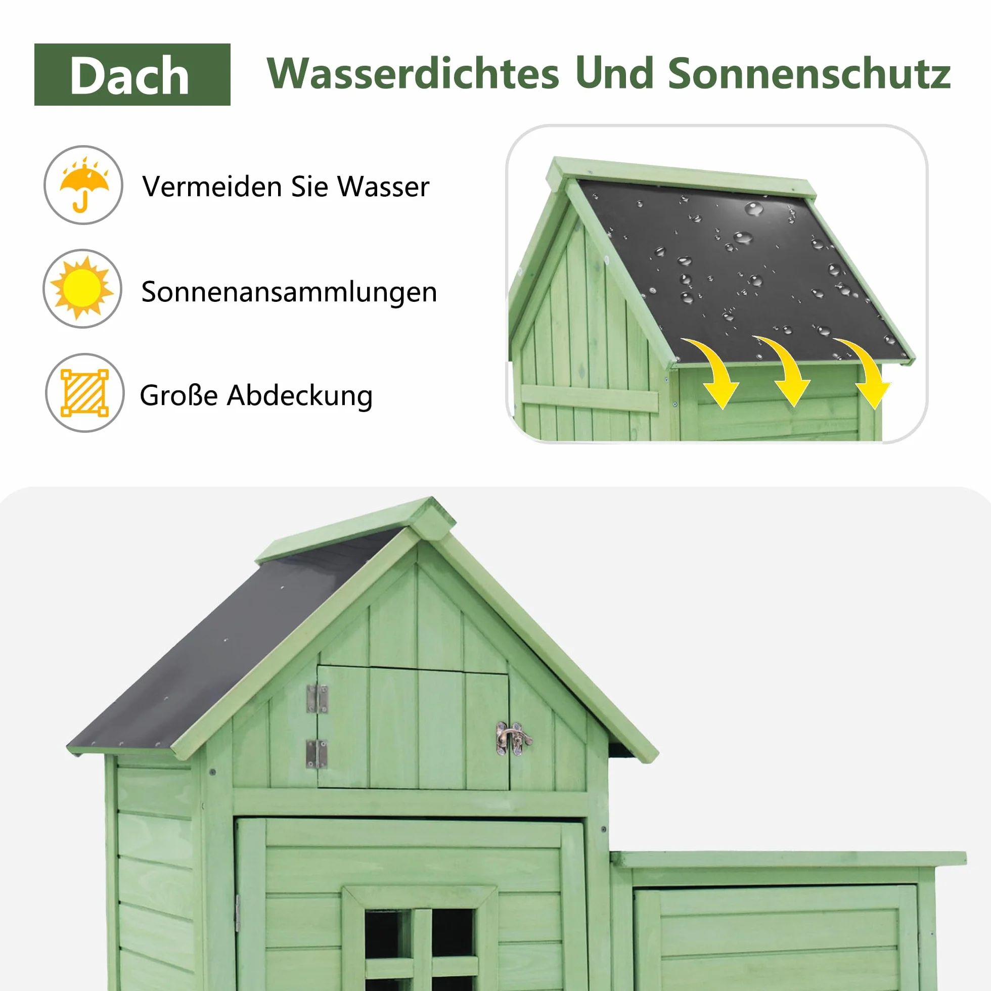Casetta per attrezzi da giardino, resistente alle intemperie, in legno, per esterni, in PVC, 118 x 54 x 173 cm (larghezza x profondità x altezza), verde