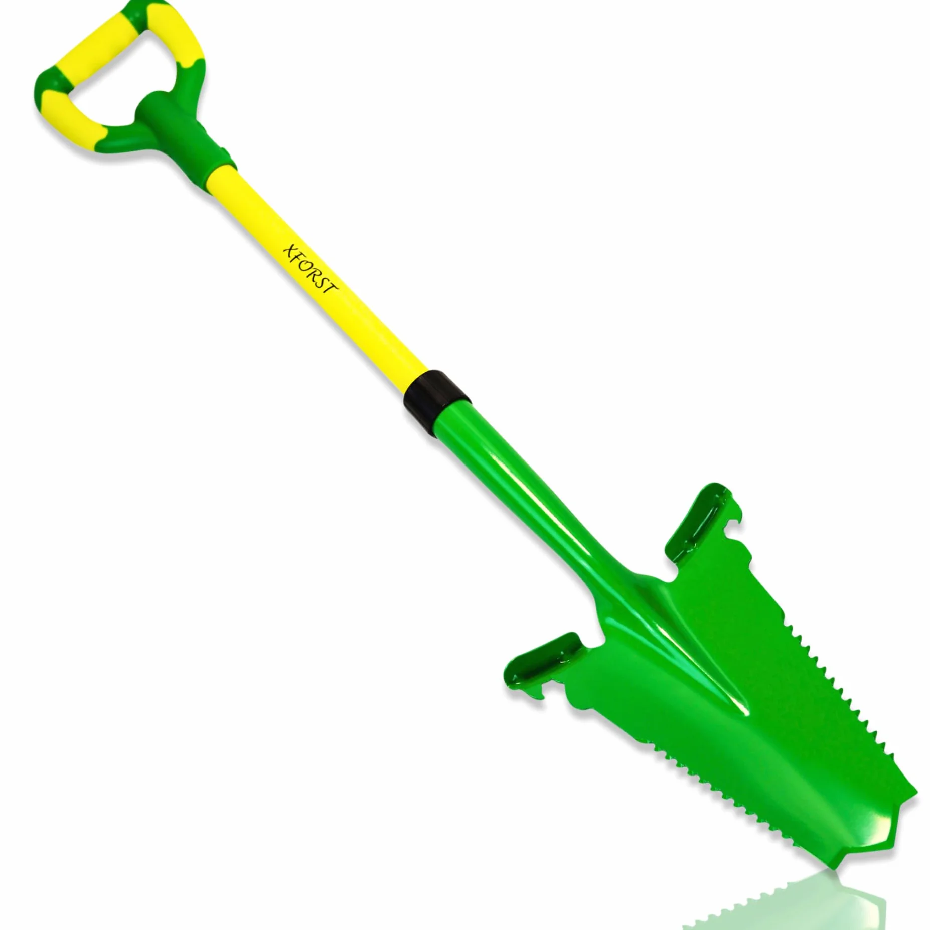 Xforst Vanga da Giardino SZ3 – Vanga con Sega per Radici 114 cm – Lama in Acciaio al Carbonio 25×35 cm – Manico in Fibra di Vetro Giallo con Impugnatura Ergonomica – Attrezzo da Giardinaggio e Outdoor