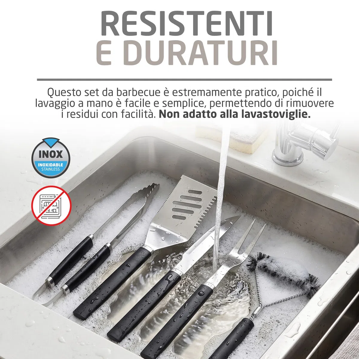 Amig Valigetta per Barbecue Acciaio Inossidabile Set Completo Utensili con Custodia AM01