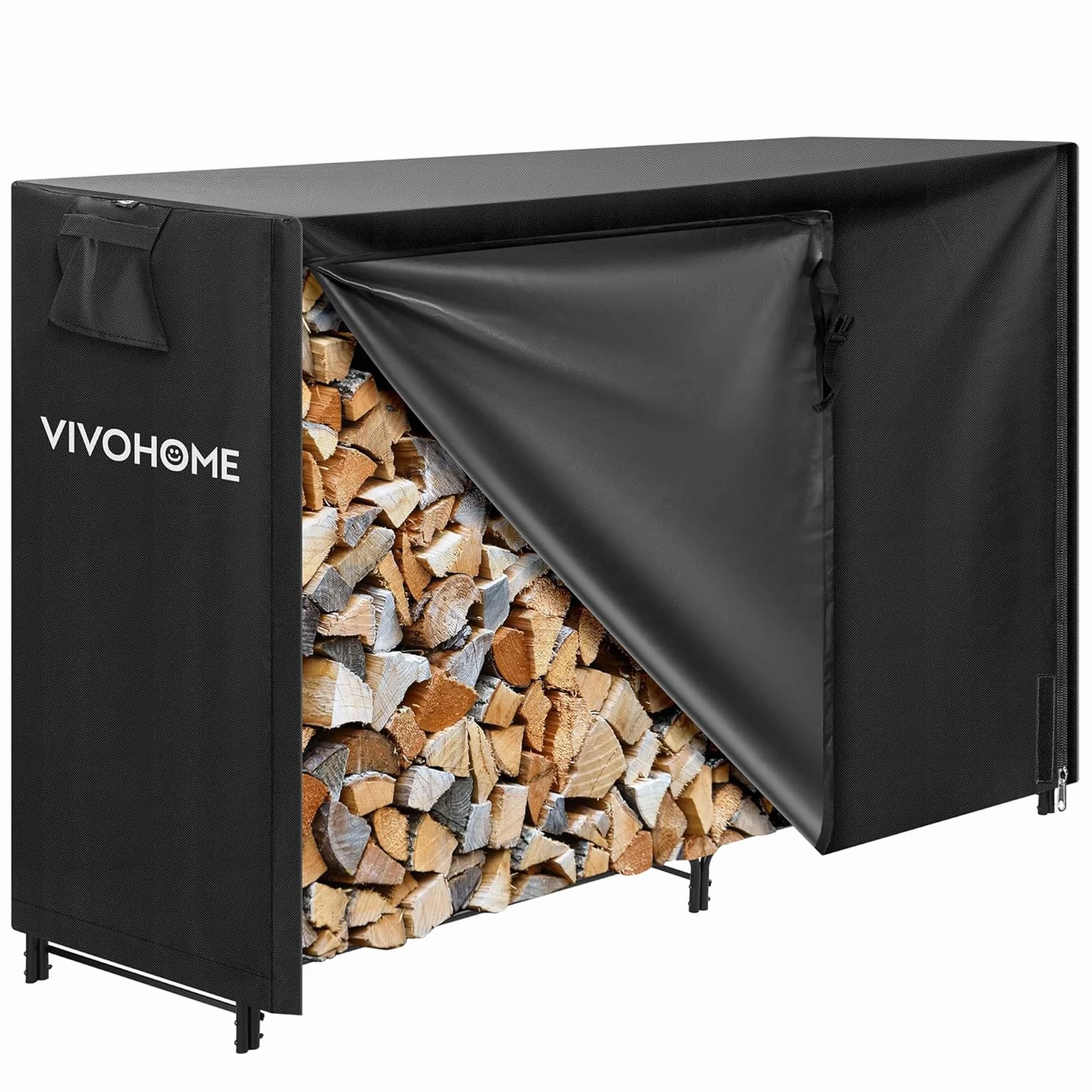 VIVOHOME Legnaia da Esterno 153×35×123cm Copertura Impermeabile Oxford Metallo