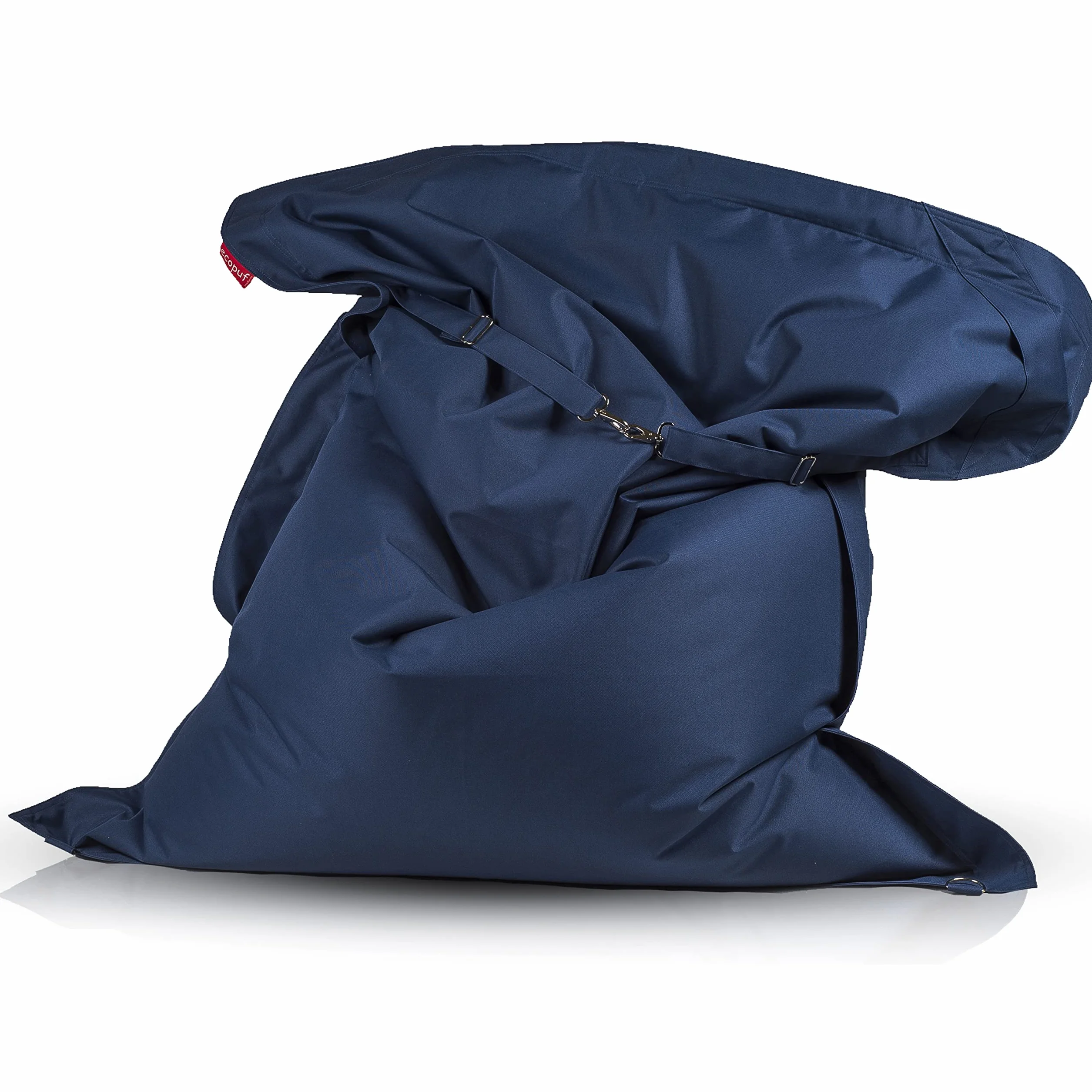 Ecopuf Pouf Cuscino Gigante completo di cinghie Poltrona Sacco in Poliestere Impermeabile puff con imbottitura per Interni ed Esterni 170x135Cm