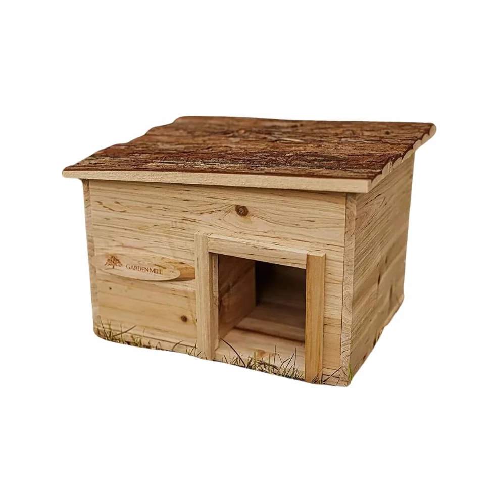 Garden Mile Habitat per riccio hibernation shelter durevole in legno a prova di predatore stazione di alimentazione casa tetto in legno giardino fauna selvatica