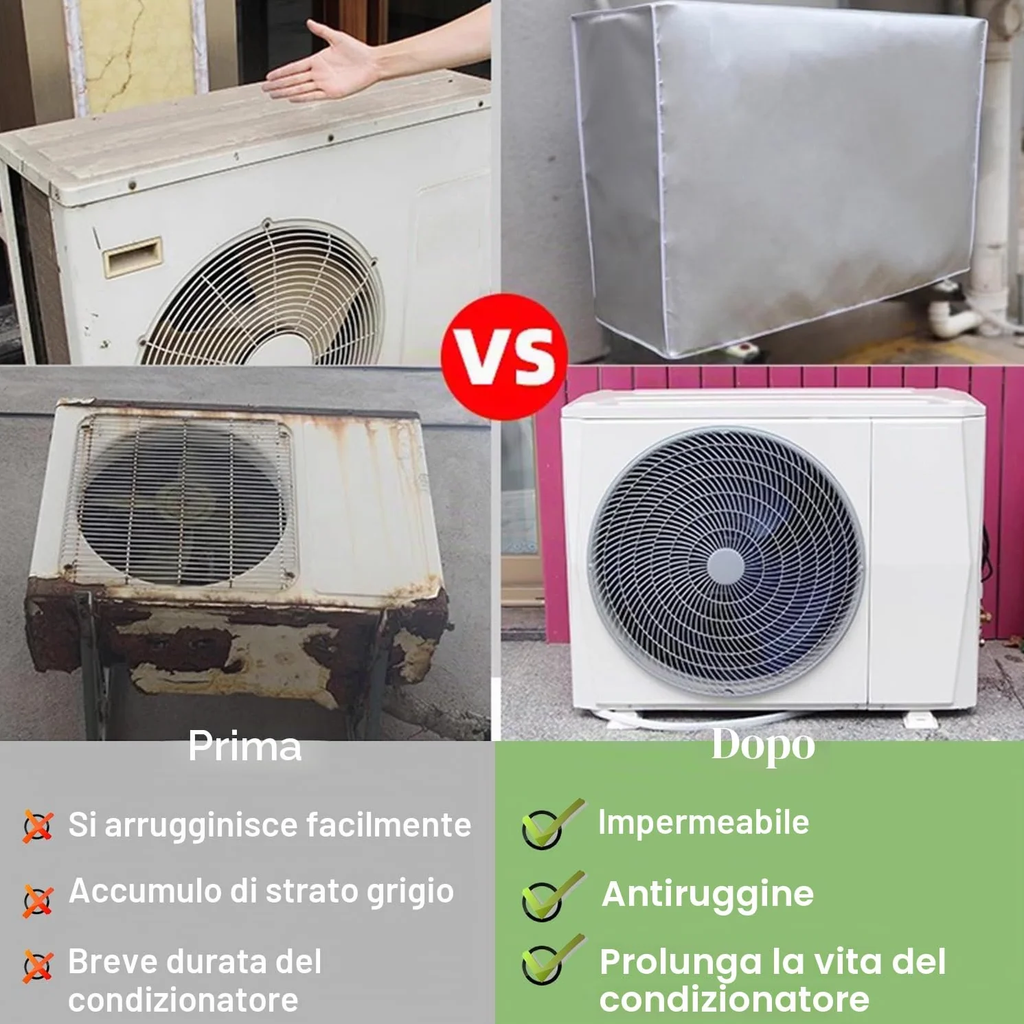 Copertura Condizionatore Esterno Impermeabile Antipolvere Sunproof 100x41x80cm
