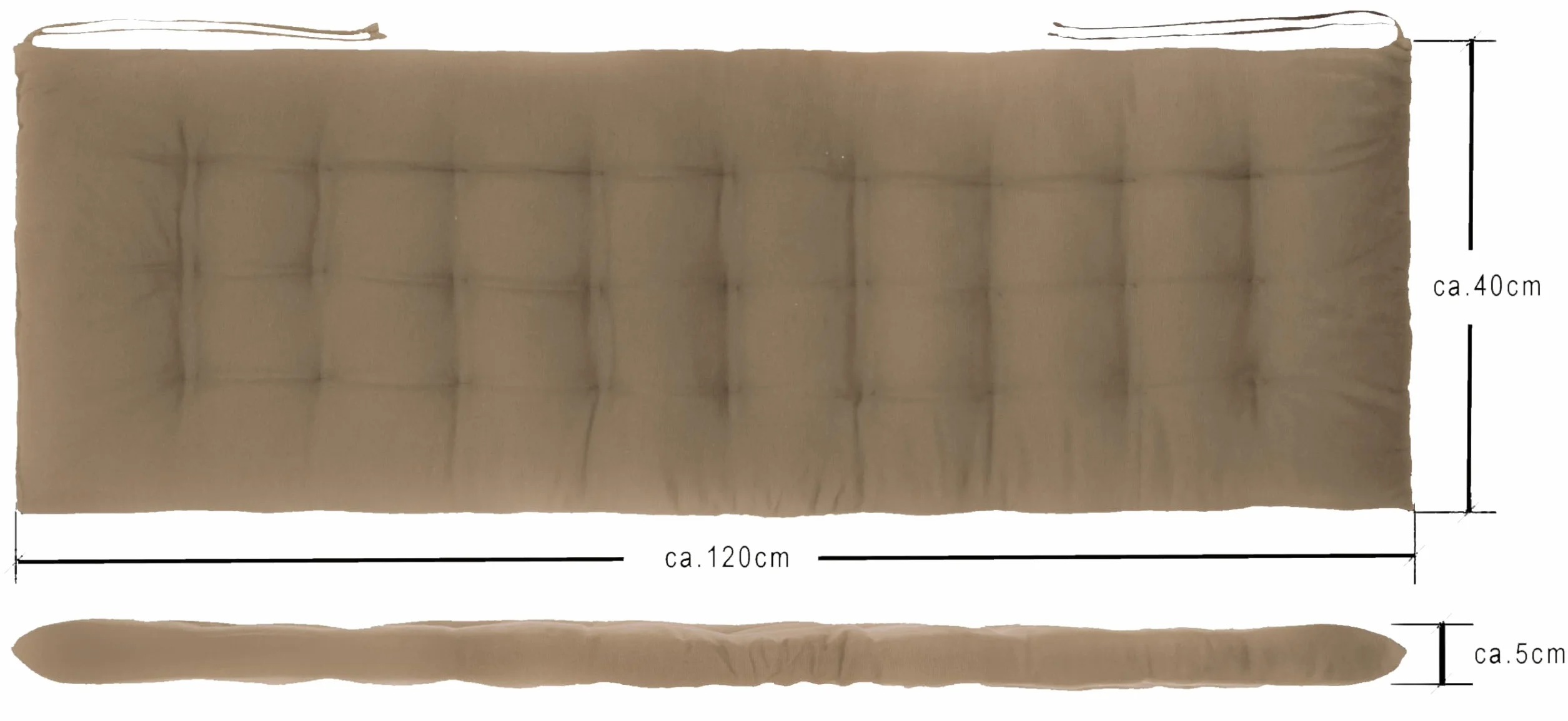 Brandsseller Cuscino per panca 120x40x4 cm – Per panca da giardino e panca da pranzo – Idrorepellente, facile da pulire e morbido e imbottito – Uso interno & esterno – Taupe/Beige