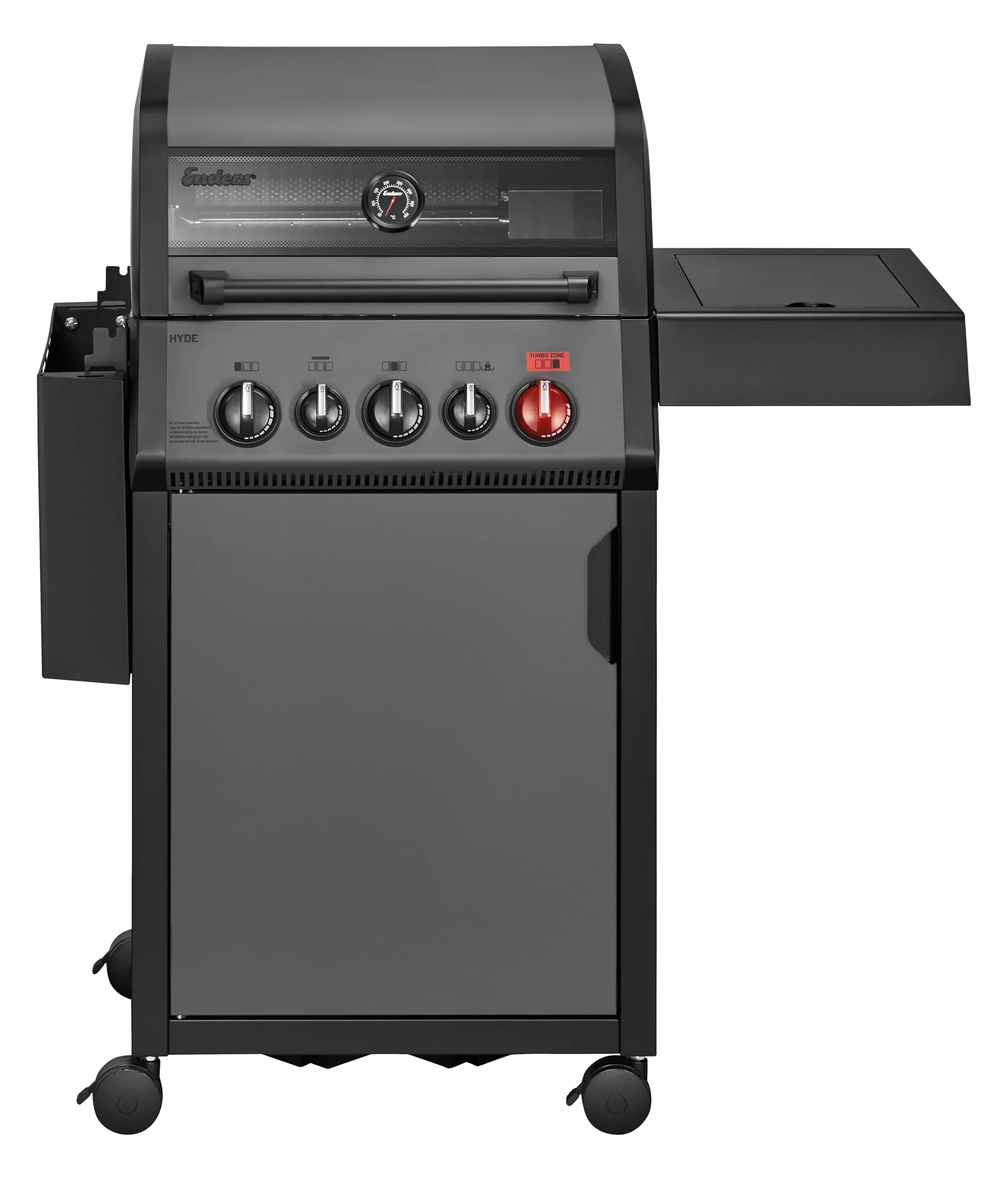 Enders Hyde 3 SIKR Turbo Barbecue a Gas 3 Bruciatori, Zona Turbo Infrarossi 800°C, Backburner Infrarossi, Fornello Laterale, Griglia 54x42 cm