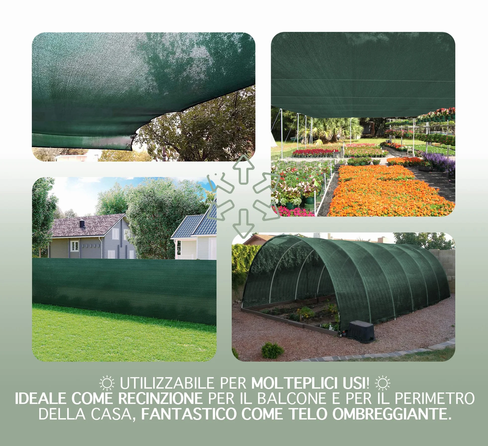 IlGruppone Rete Ombreggiante Rotolo da 30 Metri Frangivista Telo Privacy Frangivento Verde Recinzione Frangisole Copertura Esterno Ombra Terrazzi Giardini - Verde - 1.5X30 MT