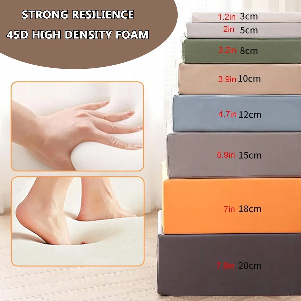 Cuscino Quadrato da Pavimento Memory Foam Antiscivolo Sfoderabili 55x55x15cm Interno Esterno