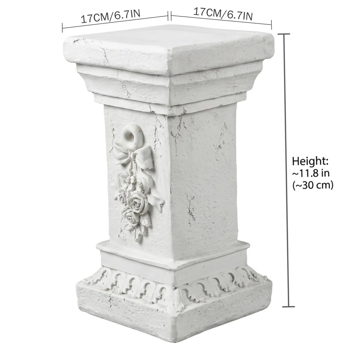 Piedistallo colonna in resina per statue vasi fiori 11,81x6,69 pollici