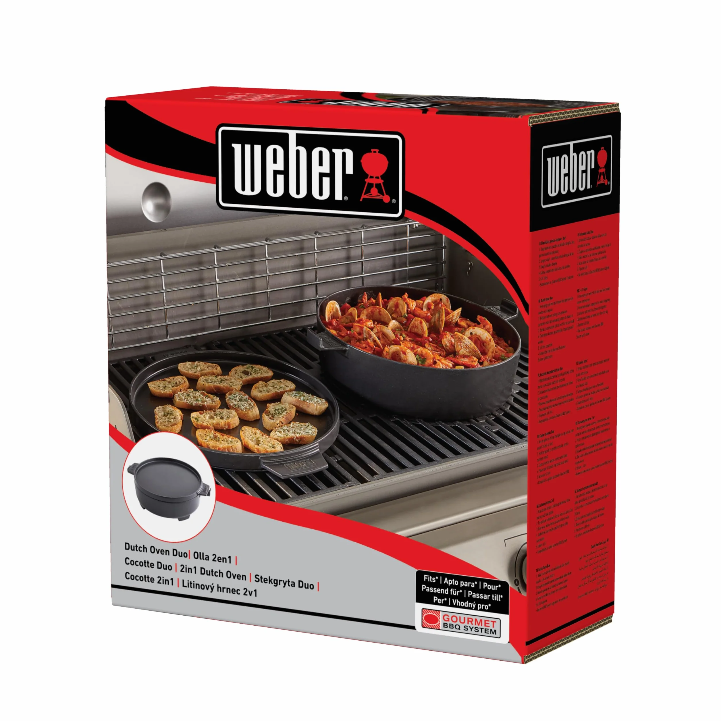 Weber Dutch Oven 2-in-1 per Sistema Gourmet BBQ/pentola in ghisa con Coperchio Utilizzabile Come Padella – Nero (8857)