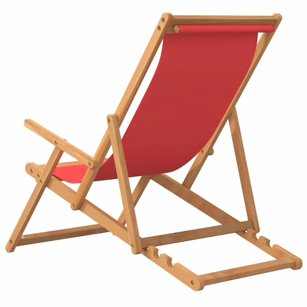 vidaXL Sdraio Pieghevole da Spiaggia in Legno Massello di Teak Rossa