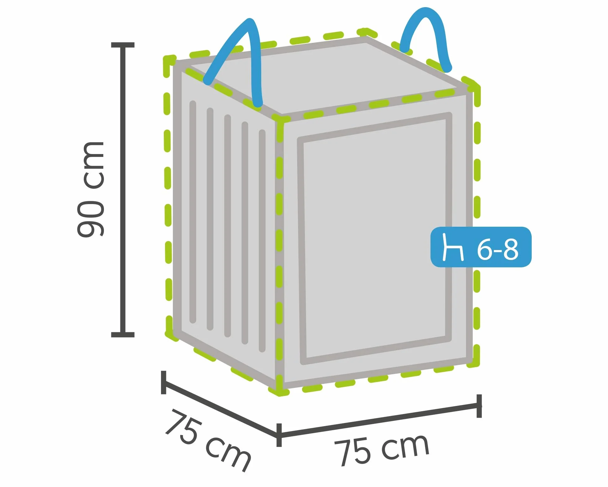 Copertura Protettiva e Borsa Sacca di Protezione per Cuscini per Sedie/Panche da Giardino | Grigio | 75 x 75 x 90 cm | Certificato TÜV Rheinland | Resistente alle Intemperie
