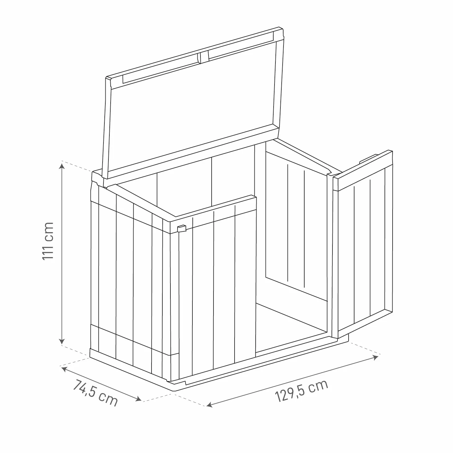 TOOMAX Stora Way Baule da 842L portattrezzi effetto legno antracite/grigio tortora 129,5x74,5x111h cm