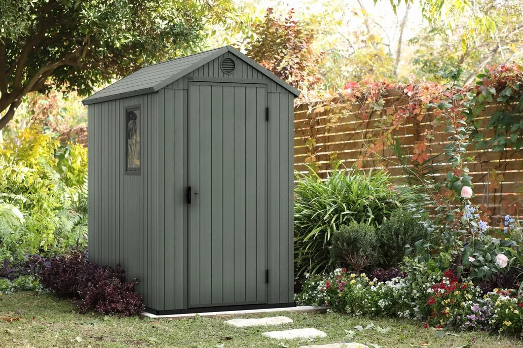 Keter Darwin 4x6 Casetta da Giardino 2 m² Verde Salvia Effetto Legno