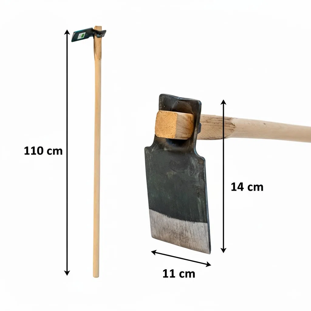 Valoak Zappa Tipo Bellota da Giardinaggio | Manico in Legno di Faggio da 110 cm | Lama in Acciaio da 14x11 cm | Made in Italy