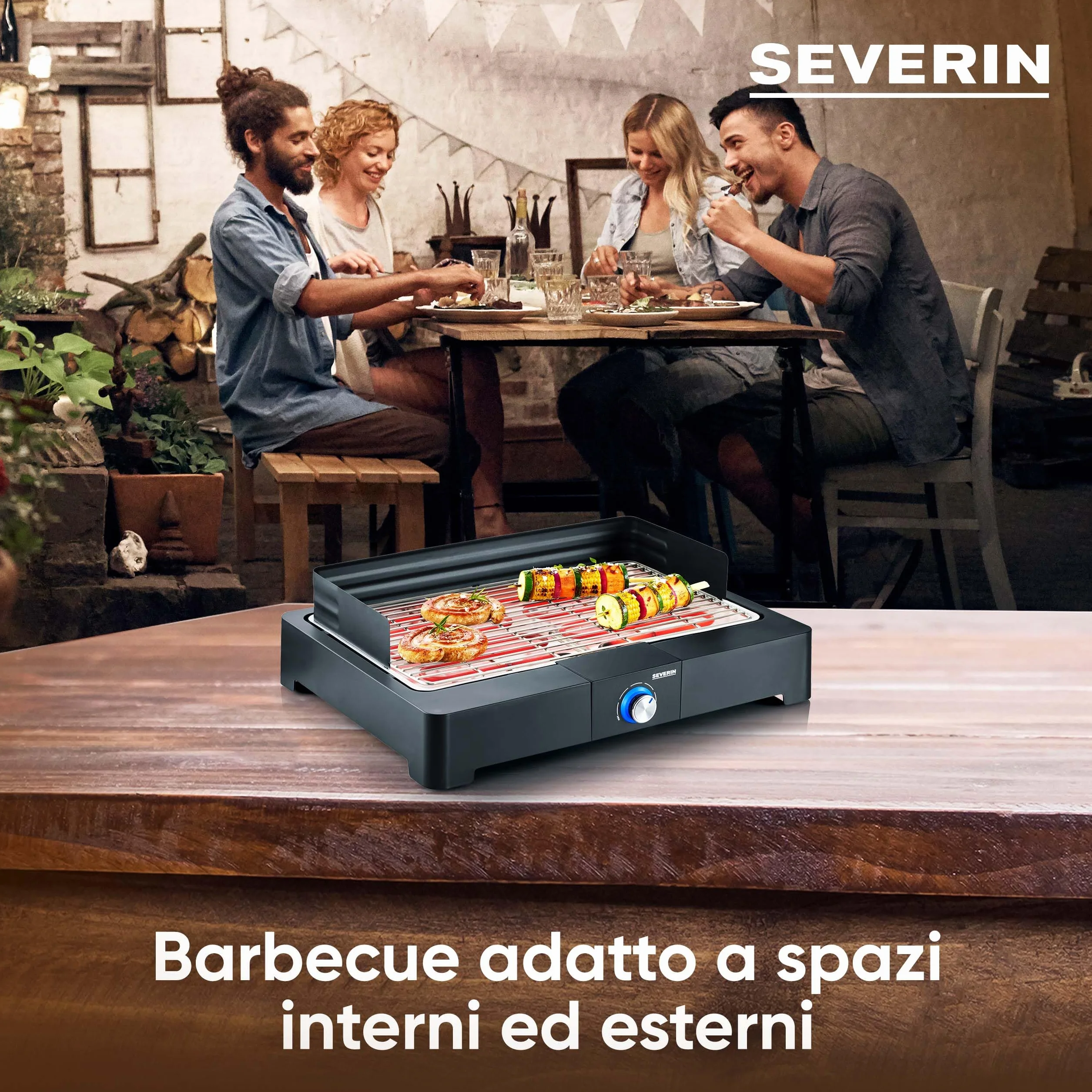 SEVERIN Barbecue Elettrico da Tavolo 2200W Griglia Inox SafeTouch Nero PG 8565