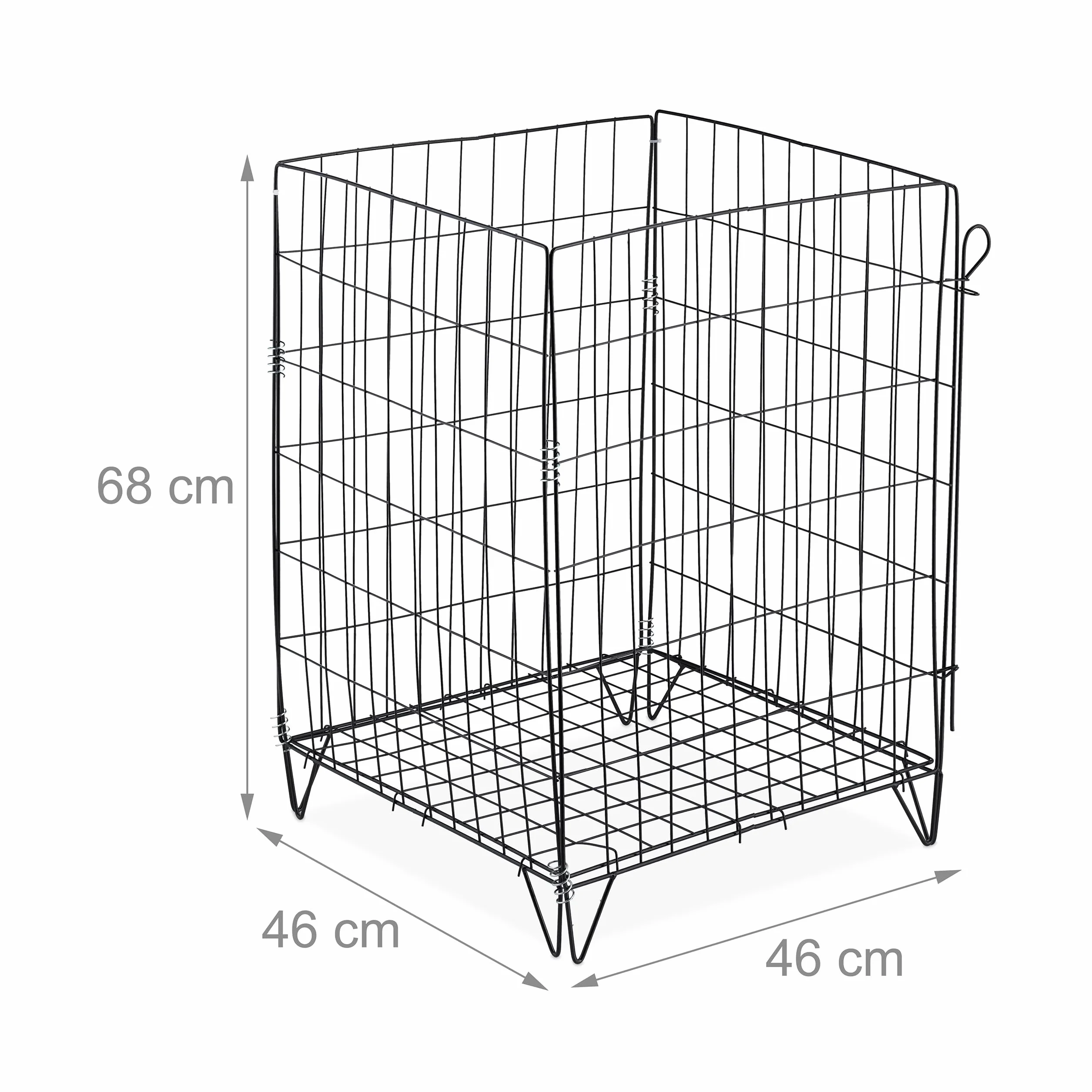 Relaxdays Compostiera in Metallo, per Compost da Giardino, Contenitore per Foglie e Fogliame, HLP: 48 x 46 x 46 cm, Nero